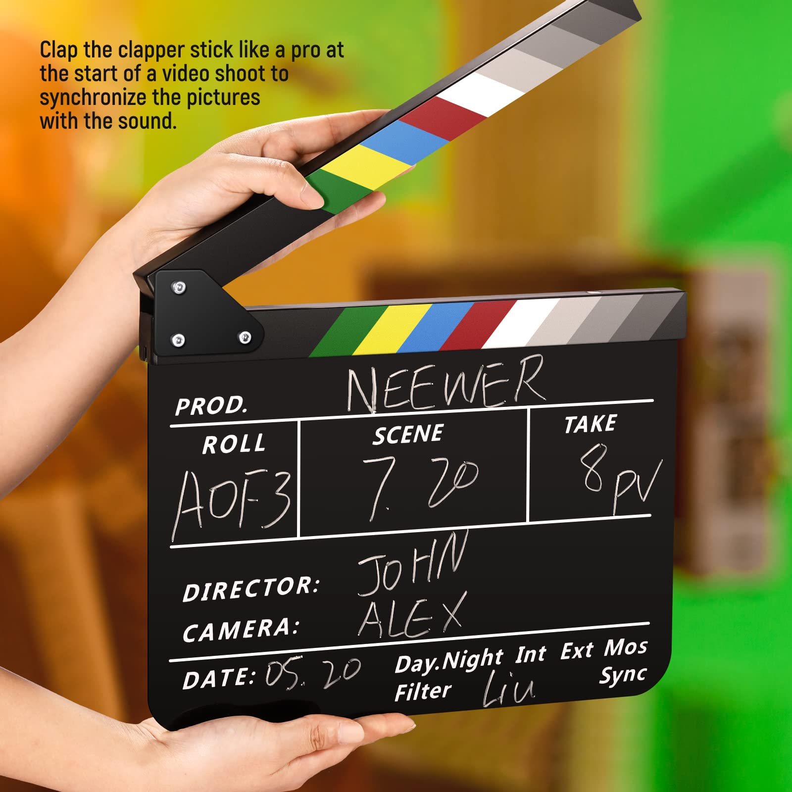 NEEWER Kit de planche à découper en film acrylique pour fabricants de films, 30,5 x 25,4 cm, planche à découper en plastique avec effaceur magnétique, 2 stylos à base d'eau, un