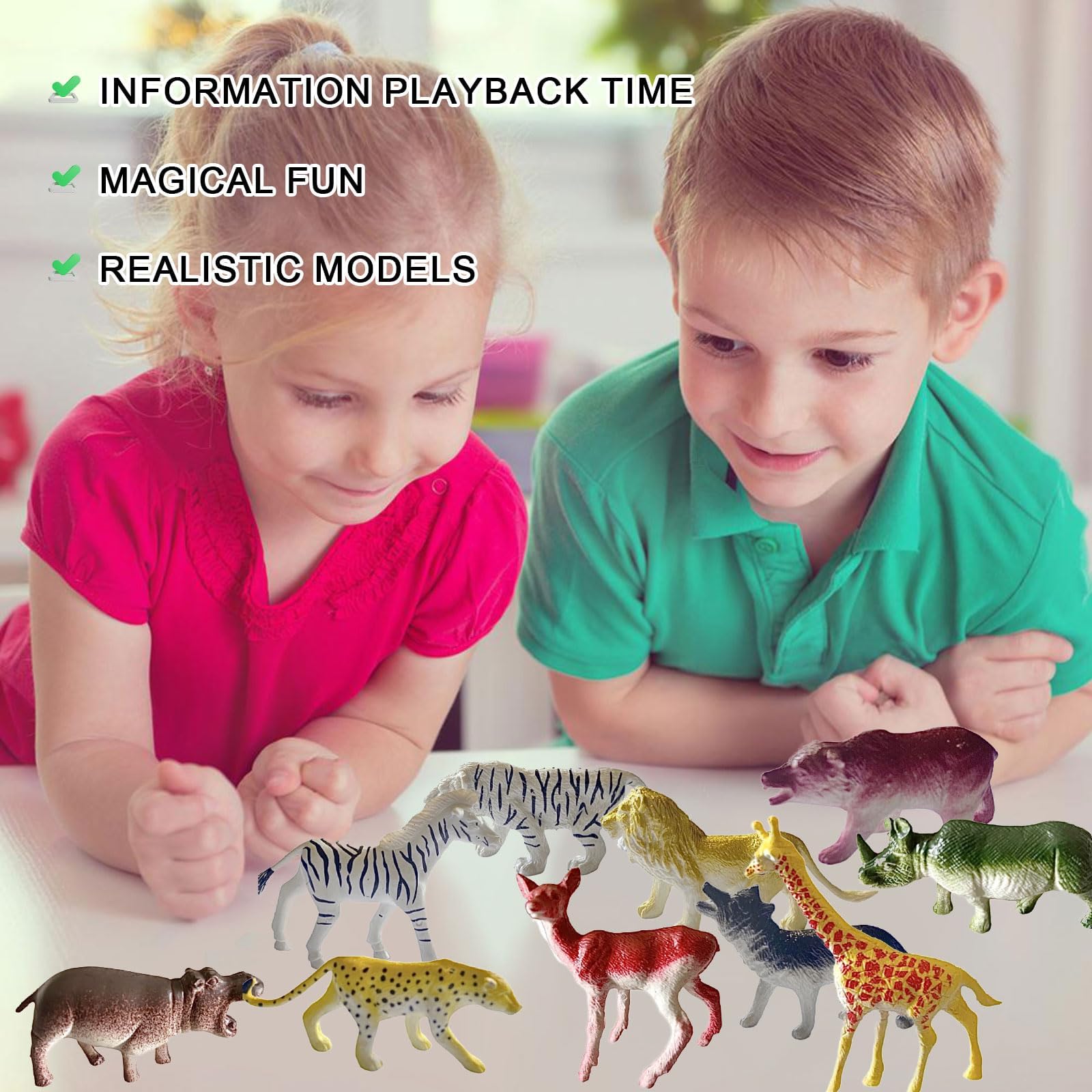 Set 16 Figure Animali Della Foresta E Safari In Plastica - Giocattoli Educativi Per Bambini