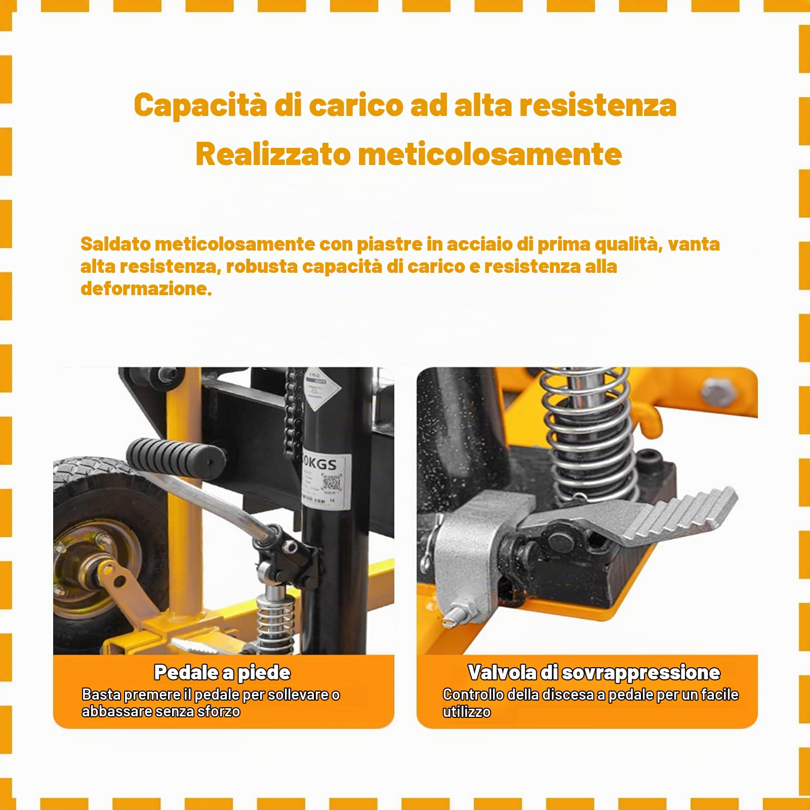 Carrello elevatore idraulico per materiali, sollevatore idraulico manuale facile da usare per il carico e l'impilaggio industriale e commerciale