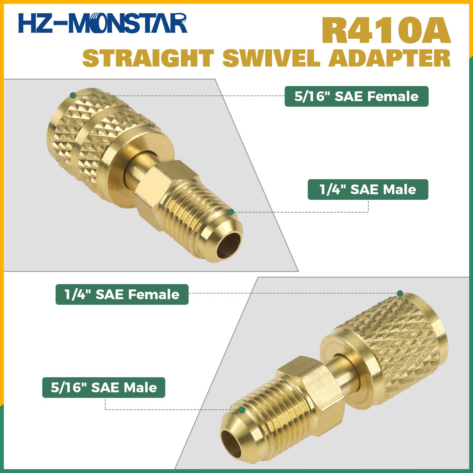 R410A R134A Adattatori Mini Split Kit di montaggio adattatore 5/16" SAE 1/4" SAE Flare, 1/2 Acme 1/4" Femmina a Maschio Kit di montaggio in ottone con rimozione nucleo valvola per HVAC Mini