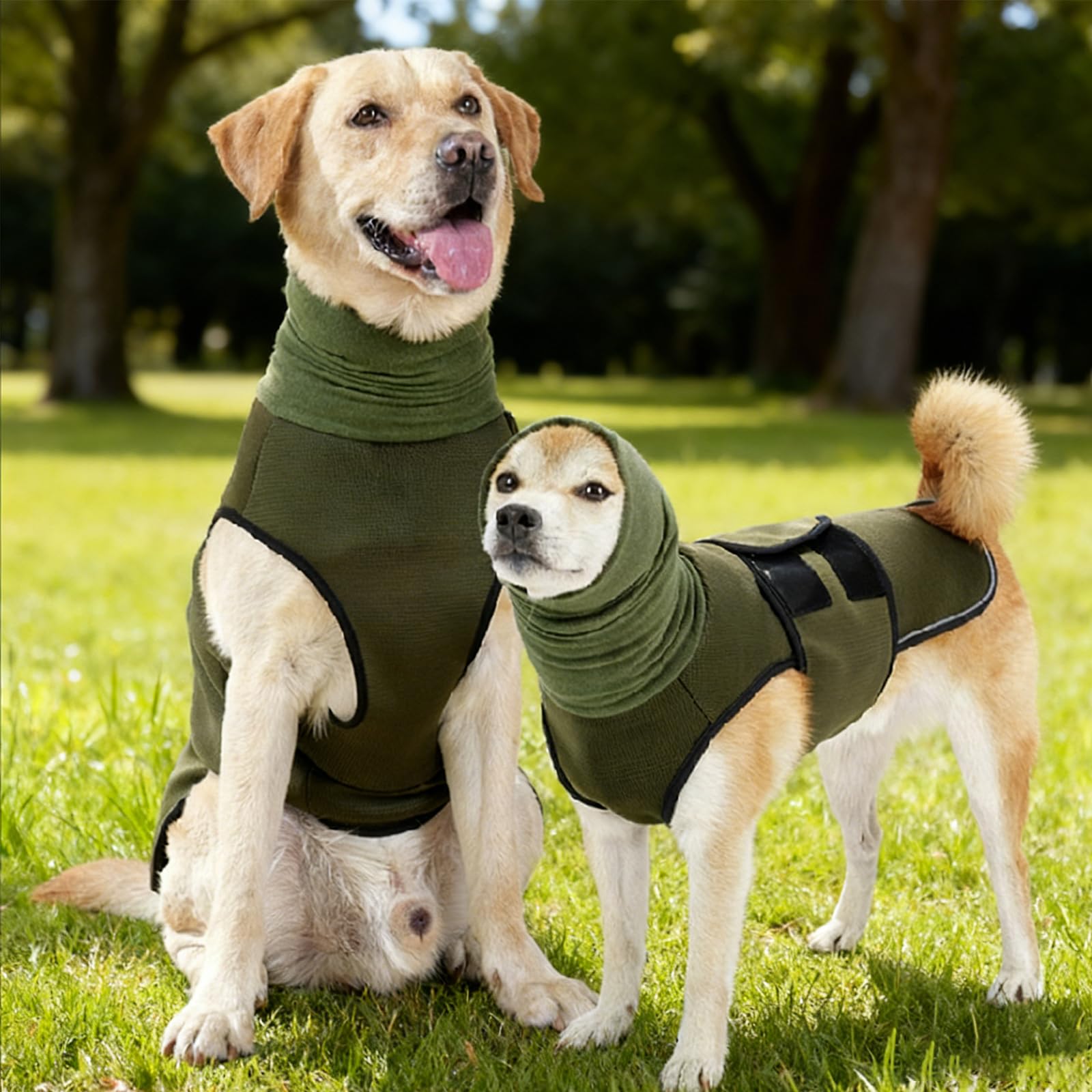 Cappotto Anti Ansia Cane, Cappotto Calmante, Giacca Antistress Regolabile con Cappuccio per Cani