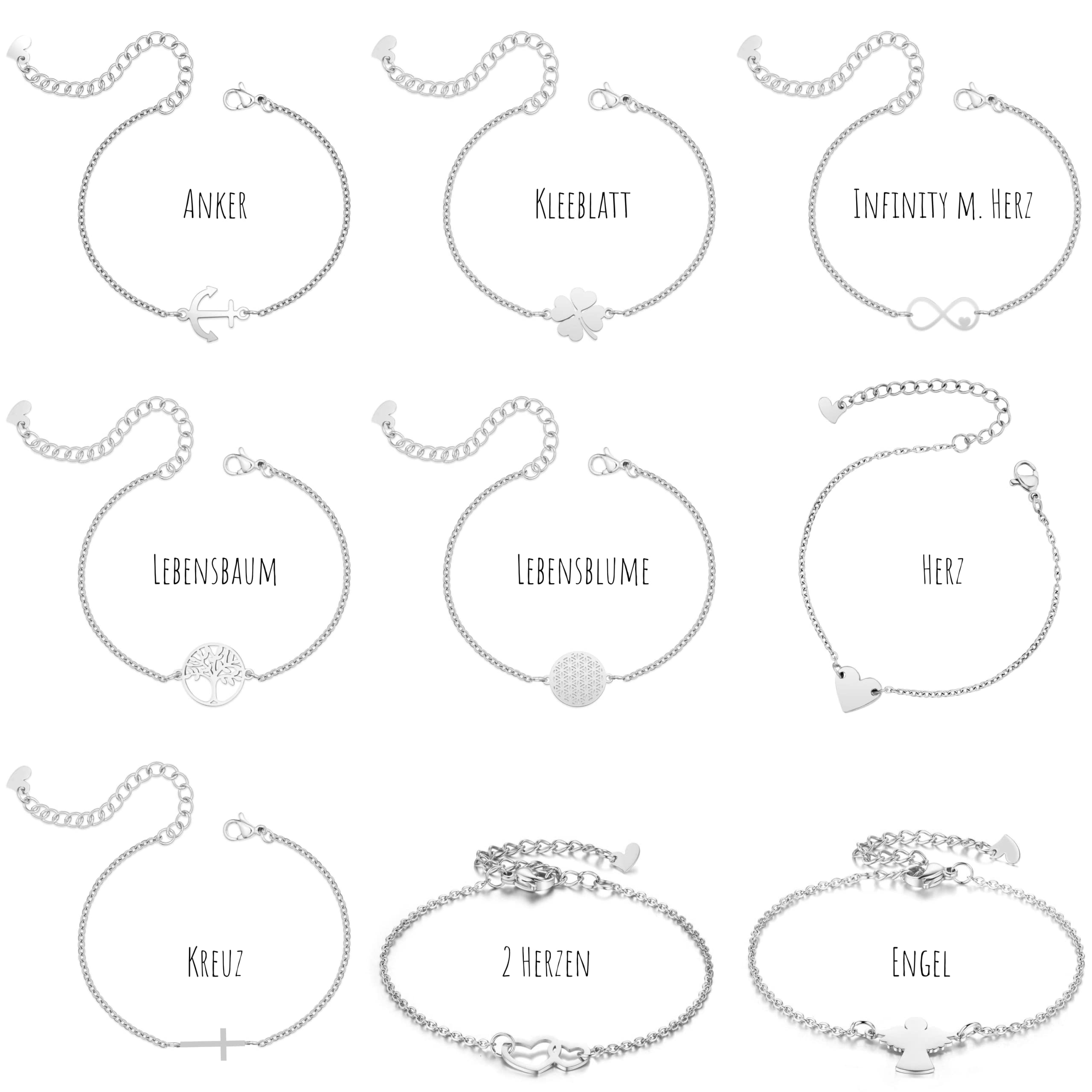 Geschenk zur Kommunion für Mädchen und Jungen – Symbol Armband nach Wahl, 316L Edelstahl (PVD-vergoldet, PVD-rosévergoldet) – personalisierte Geschenkbox mit Name