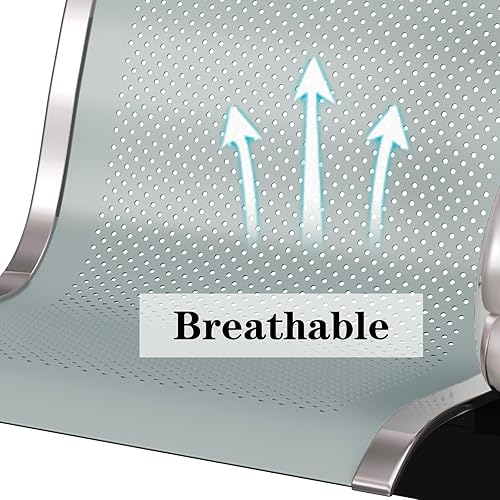 Miniatura 2 de Kinfant Silla plateada para sala de espera, banco de 2 asientos, silla de recepción de invitados con reposabrazos para aeropuerto, hospital, banco,