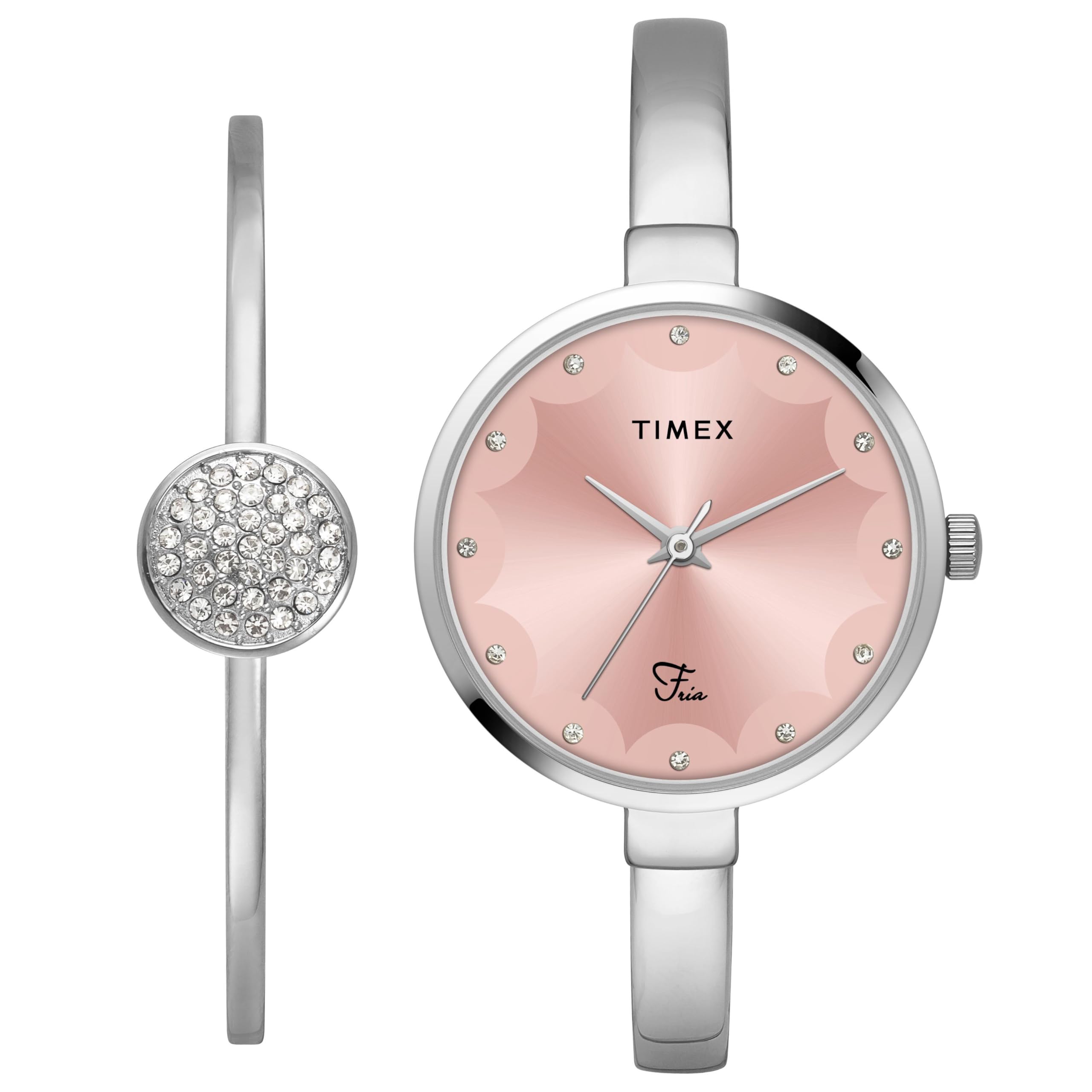 TIMEX Fria Women Pink Round Dial Analog Watch with Bracelet - TWEL18500 (B0D95VGTTV) Amazon Price History, Amazon Price Tracker