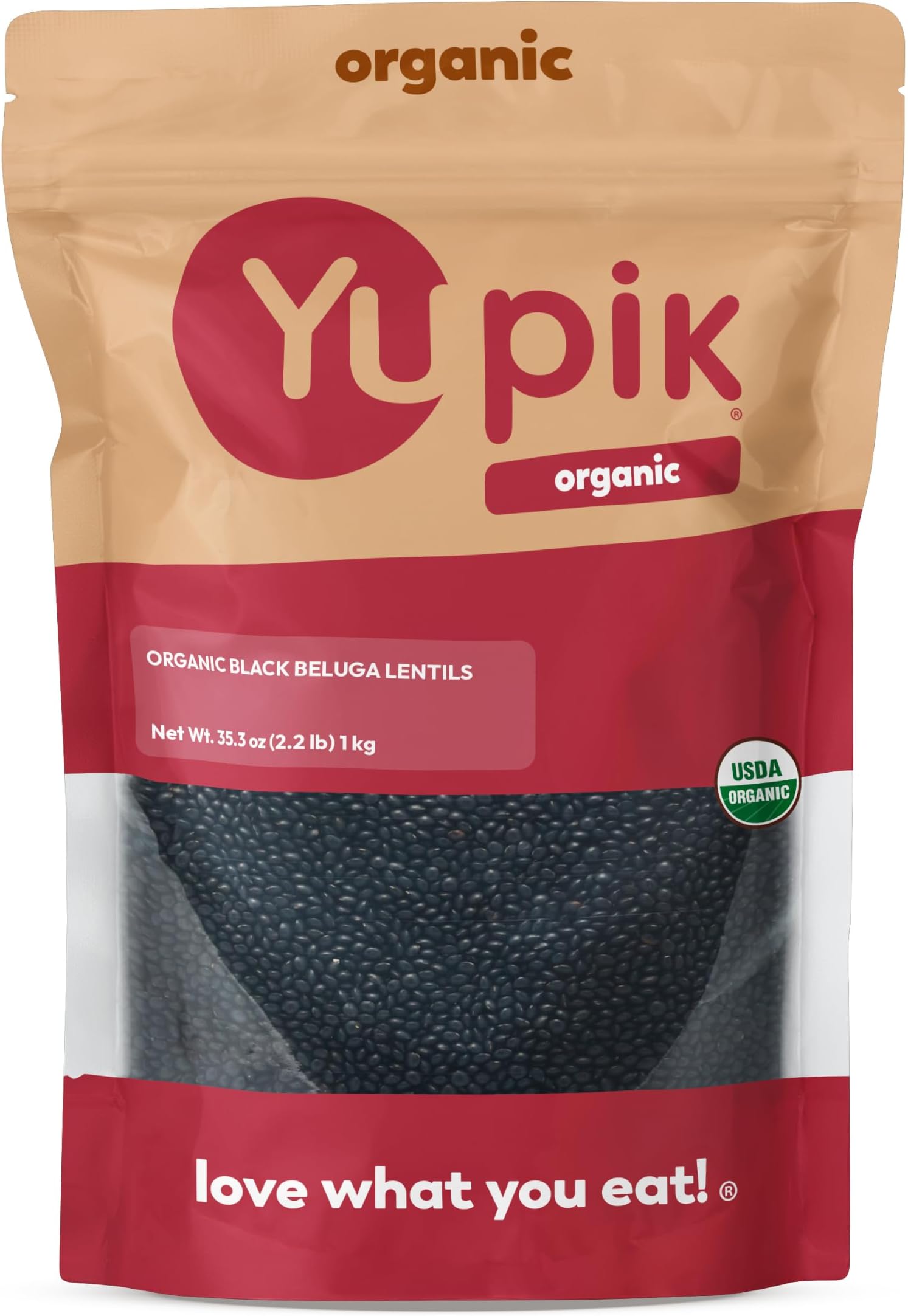 Organic Black Beluga Lentils, 2.2 lb (35.3 oz), Non-GMO, Vegan, Gluten-Free, Kosher, Raw, Sugar-Free - Rich in Protein, Fiber & Iron, Perfect for Soups & Salads
