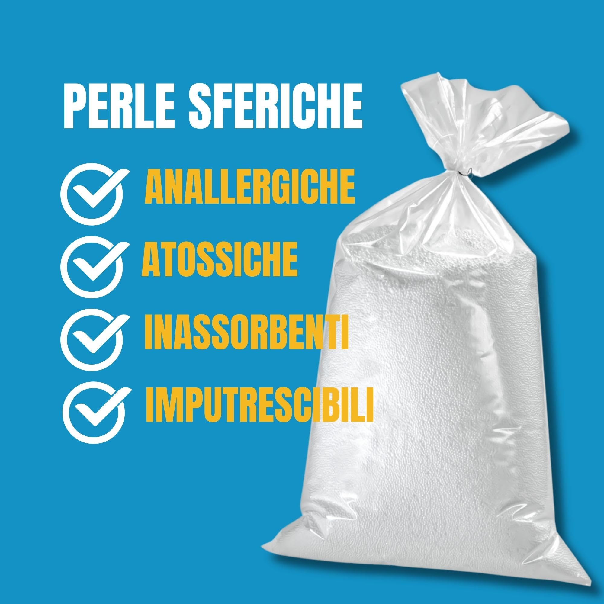 Bepouf - Sacco di Perle Polistirolo Espanso 100 Litri per Riempimento Pouf Poltrone Cuscini, Diametro da 2 a 8 mm - Palline Polistirolo per Imbottitura Pouf a sacco
