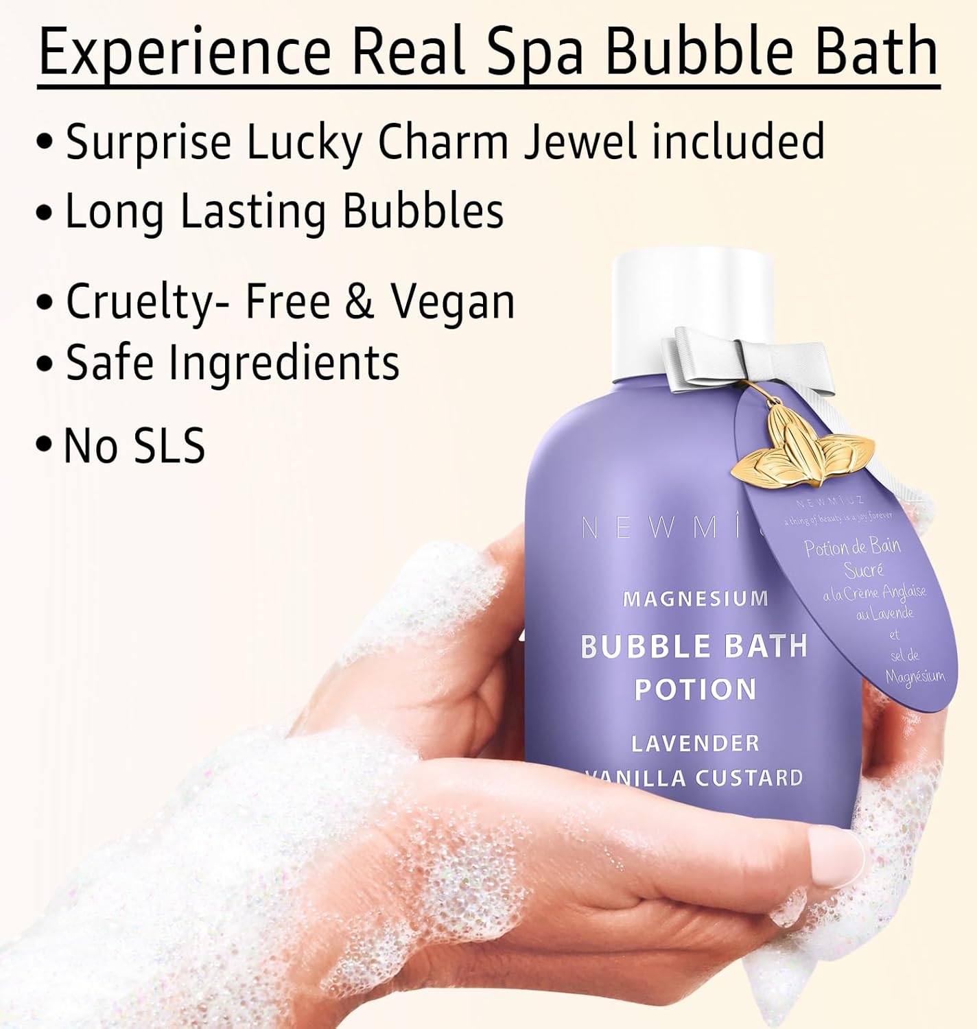 Magnesium Bubble Bath Lavender Vanilla Long Lasting Foaming Bath for Sore Muscles Epsom Salt Moisturizing Relaxing Stress Relief Spa Gift for Women - Image 3