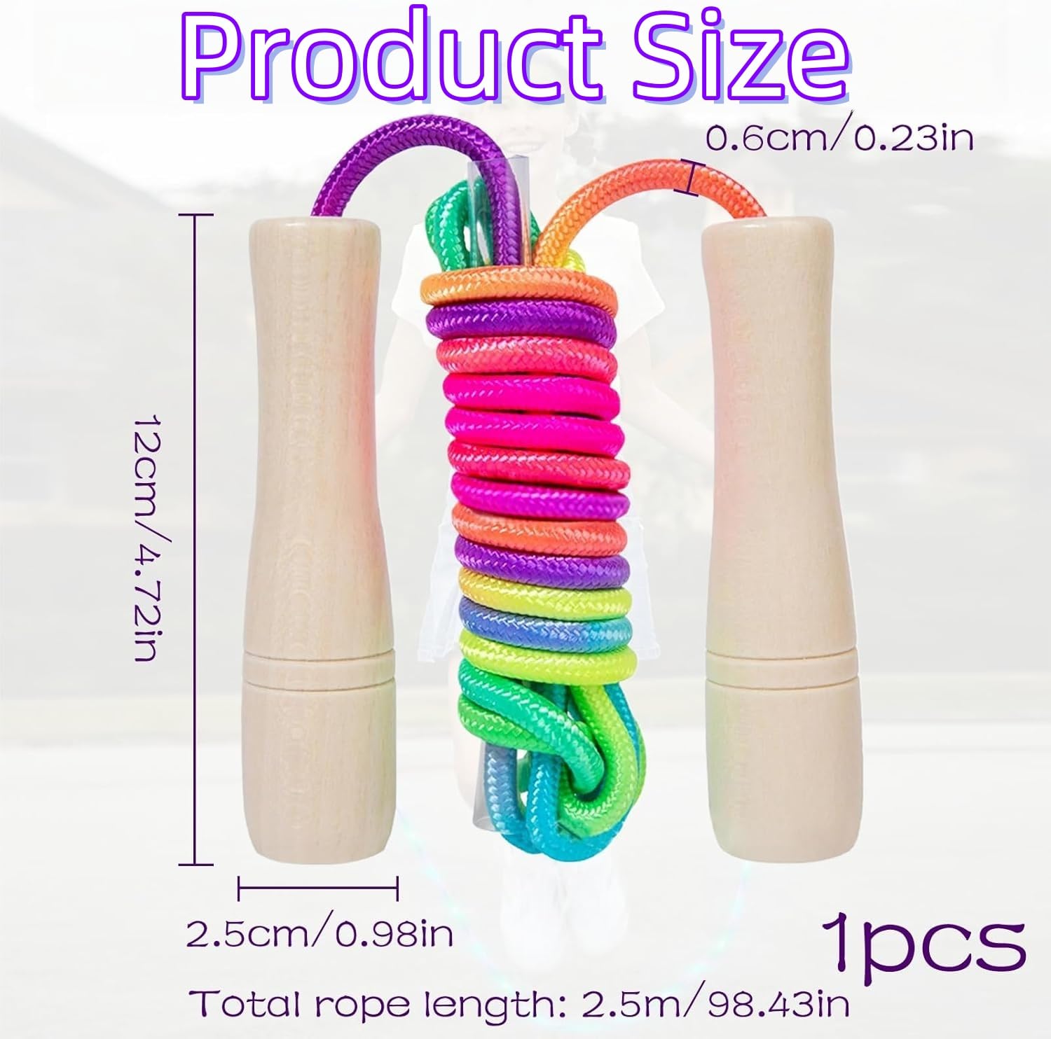 Corde à Sauter Arc-en-ciel pour Enfants,Corde a Sauter Sport,Corde a Sauter pour Plusieurs Joueurs,Cordes à Sauter Réglables avec Poignée en Bois pour Fitness,Sport,Filles,Garçons(2.5M)