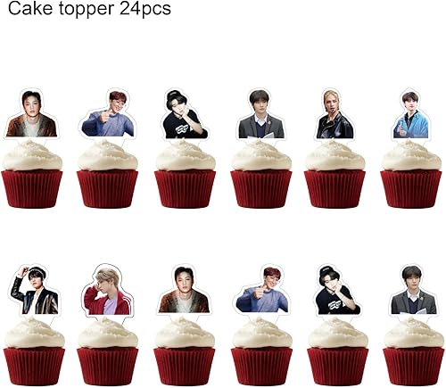 Miniatura 5 de Las decoraciones de fiesta de 5 estrellas de Stray Kids Merch incluyen pancartas de feliz cumpleaños, adornos para pasteles, adornos para cupcakes,