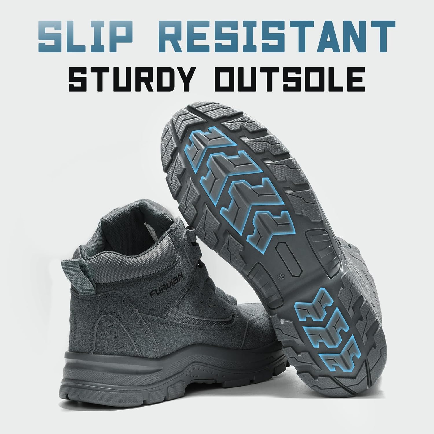 Furuian Steel Toe Boots for Men Women Comfortable Lightweight Work Boots for Men Slip Resistant High Top Steel Toe Safety Shoes Puncture Proof Indestructible Construction Shoes - Image 4