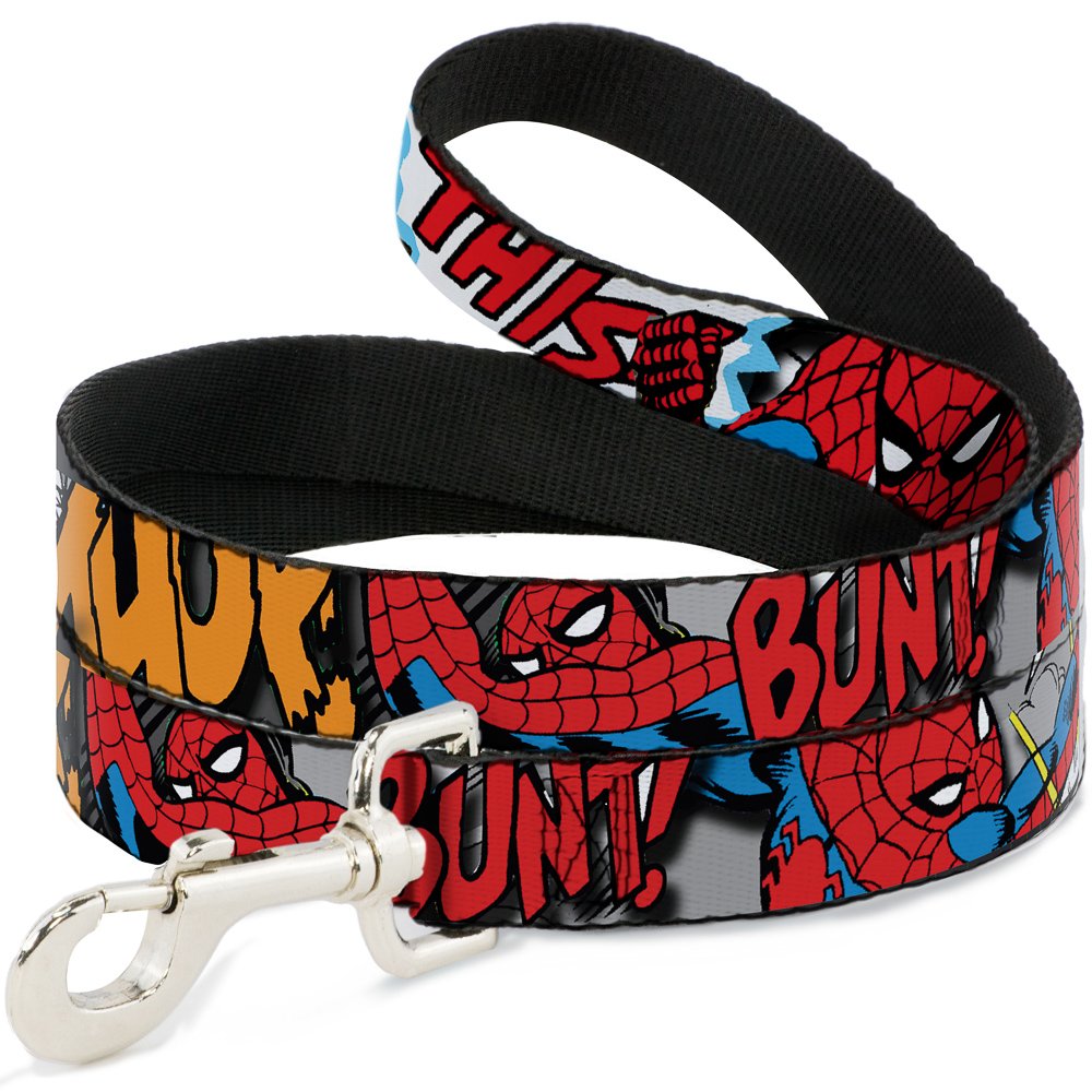 Laisse Spider-Man Buckle Down de 6 pieds pour balades urbaines de chiens