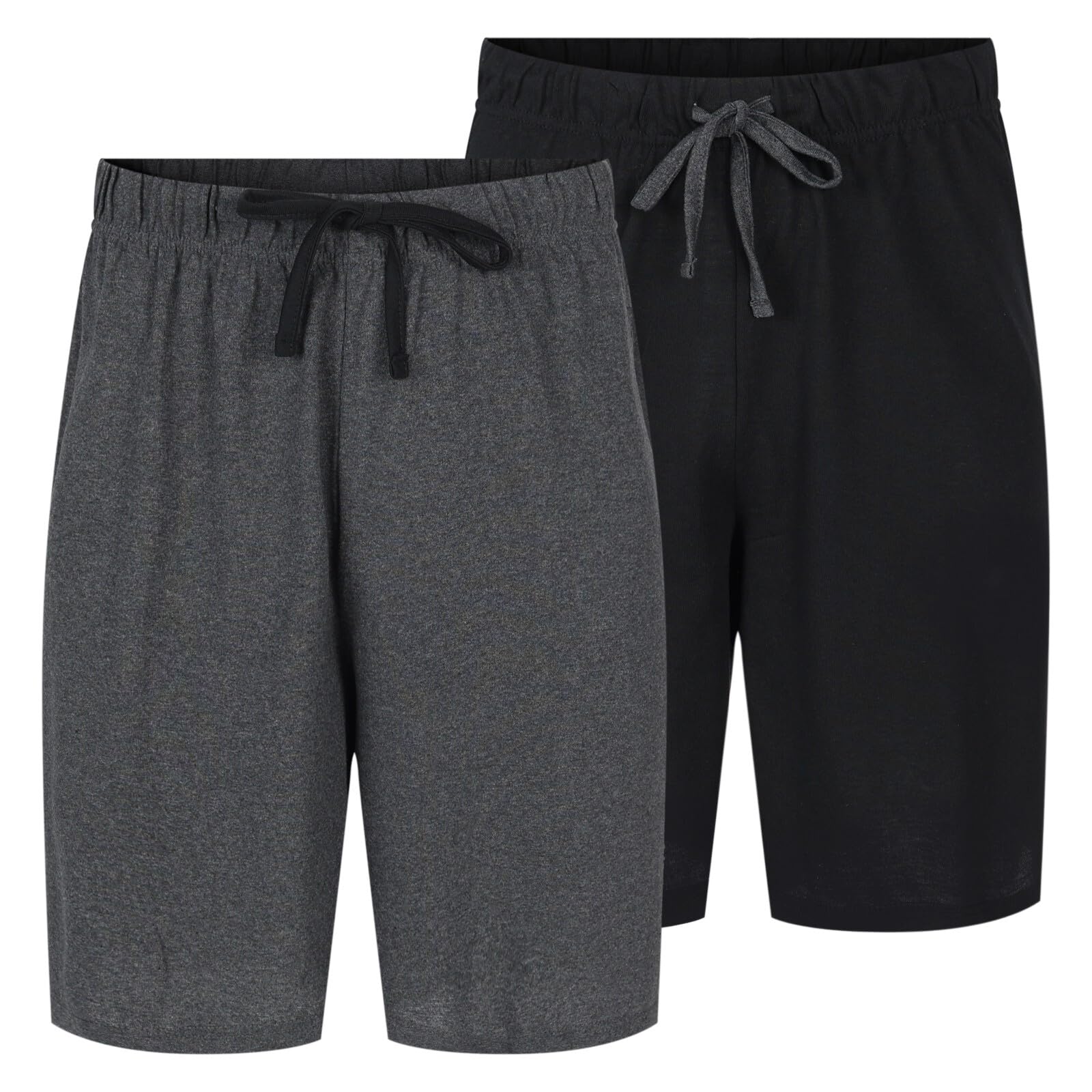 North East Men's 2Pk Shorts - Black/Ash 2 Pack Pyjama Shorts Plus Size Sleep Pj Lounge Night Wear 3XL To 6XL New (6Xl- Blk/Ash)