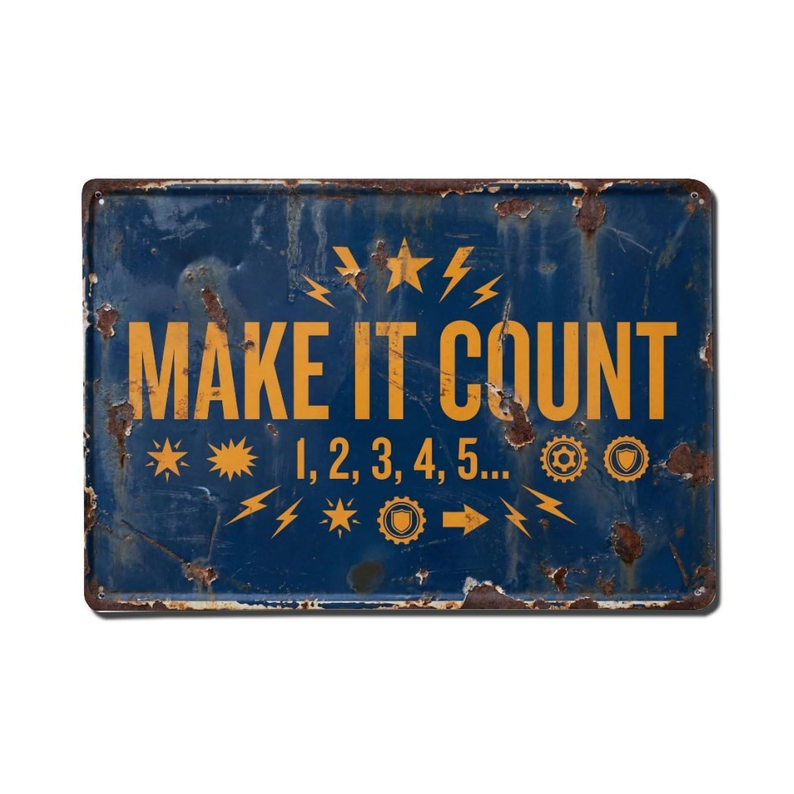Make It Count Success Retro Motivational Slogans Metal Tin Sign Plaque Wall Decor for Cafe, Club Bar, Office, Home Garden Metal Poster 8x12Inch