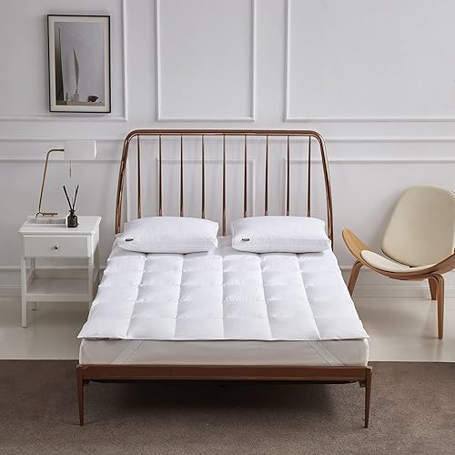 Miniatura 3 de Beautyrest Tencel y mezcla de algodón Feathebed colchón de fibra de plumón blanco con bandas de anclaje elásticas