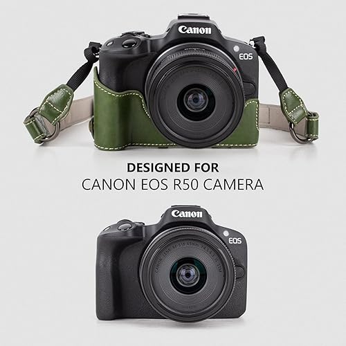 Miniatura 3 de MUZIRI KINOKOO EOS R50 - Funda protectora de piel sintética retro para cámara Canon EOS R50 DSLR - Funda para cámara EOS R50 con apertura inferior,