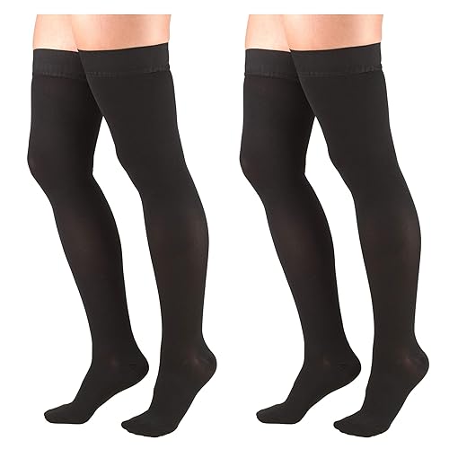 Truform 30-40 mmHg Compression Stockings for Men and Women Thigh High Length Dot-Top Closed Toe Black X-Large 2 Count Truform 30-40 mmHg Compression Stockings for Men and Women Thigh High Length Dot-Top Closed Toe Black X-Large 2 Count