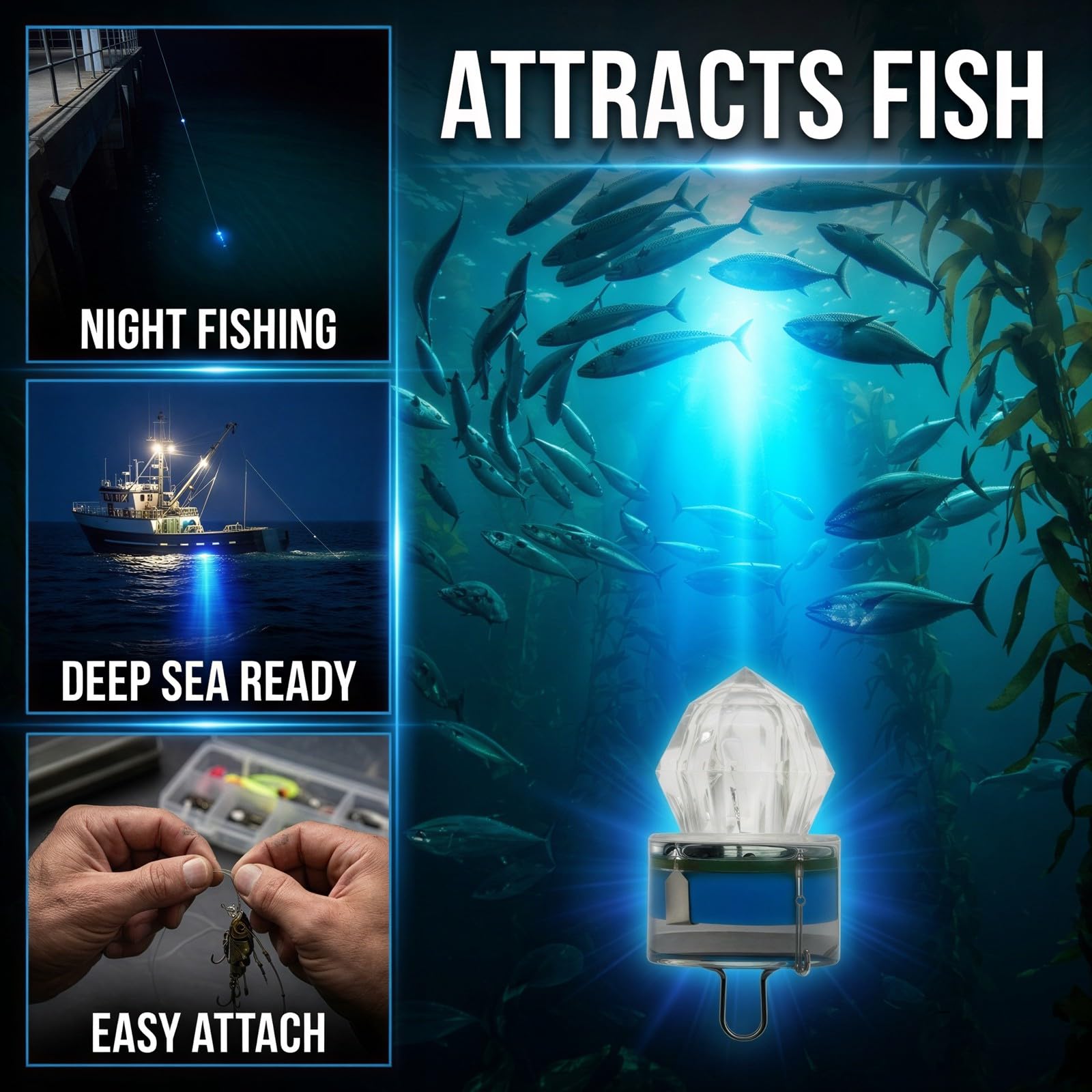 10 STK. Blaue LED Unterwasser Angellichter, Diamantform für Tiefsee und Nachtangeln, Hartschalen Köder für Süß und Salzwasser, 4,5 x 2,5 cm Angelköder Gerät, mit starker Leuchtwirkung
