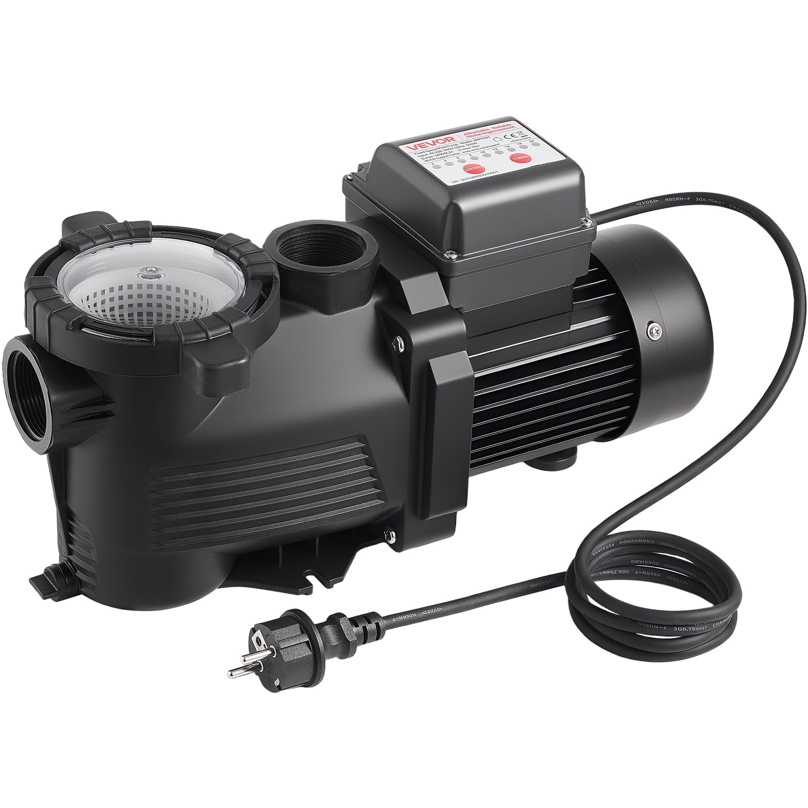 VEVOR Bomba para Piscina 550 W Caudal Máximo de 14000 L/H Bomba de Filtración para Piscina de Una Sola Velocidad, CA 220-240 V, Altura de Elevación Máxima de 12 m, con Temporizador de 24 Horas