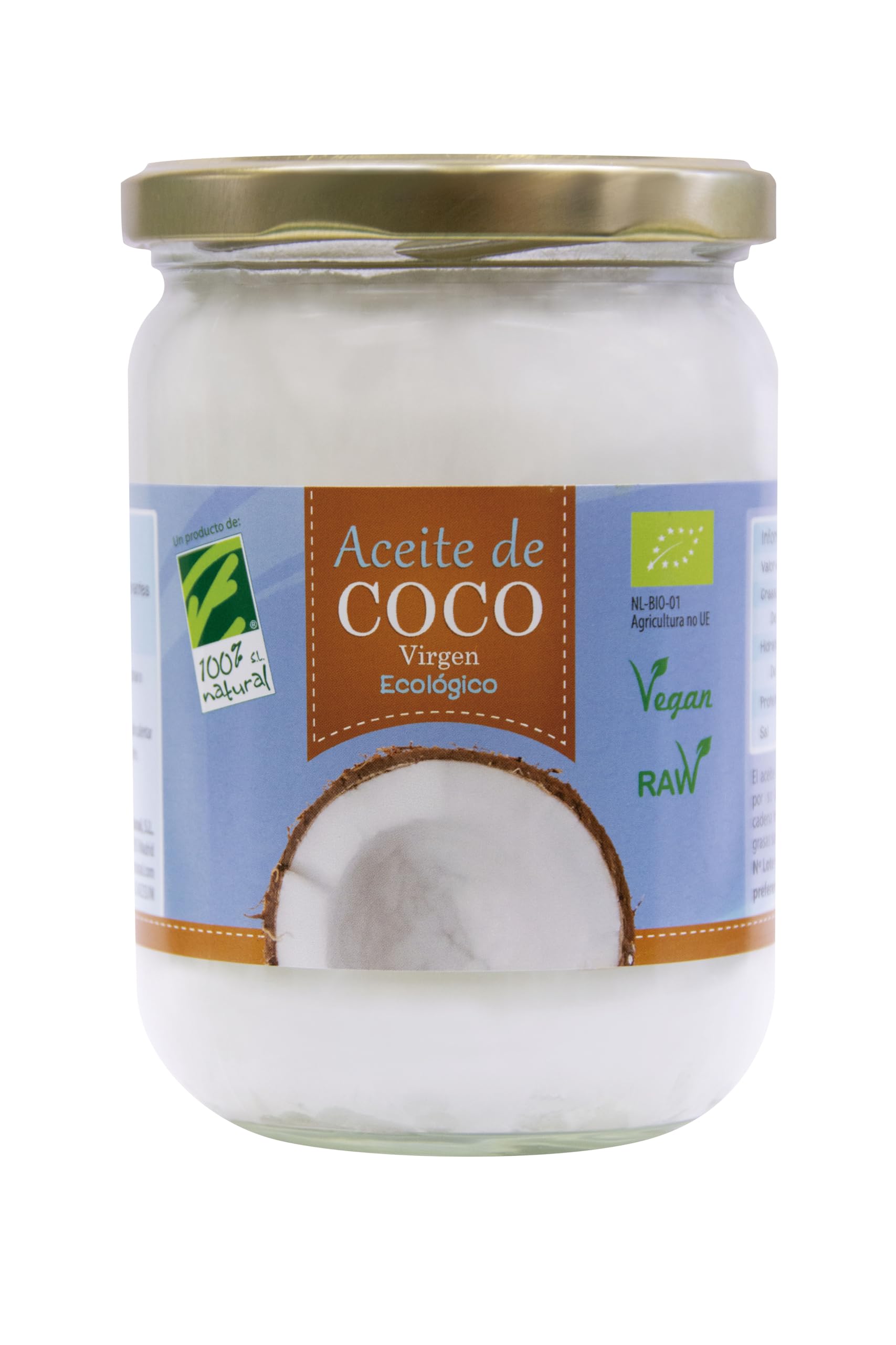 Aceite de Coco Virgen Ecológico - Primera Presión en Frío - Rico en TCM y Ácido Láurico - Sabor Natural a Coco - Ideal para Cocina y Cuidado de Piel y Cabello - 500 ml