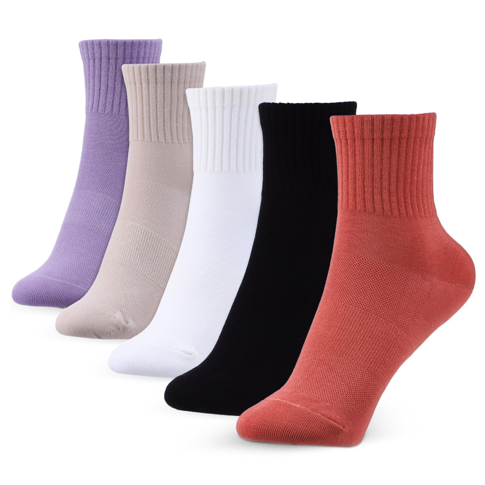 Hemobllo Calcetines de Algodón para Mujer, 10 Pares, Crew de Uso Diario | Paquete 10 Unidades, Banda Elástica, para Senderismo y Actividades Variadas
