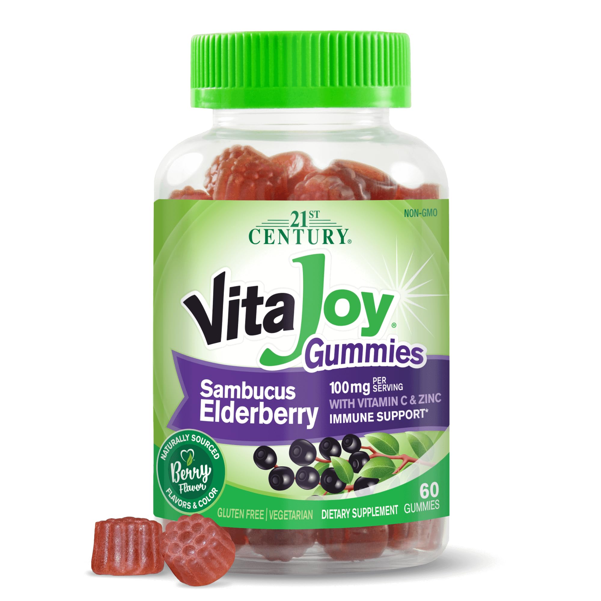21st Century VitaJoy Sambucus Elderberry Gummies, Berry, 60 Count