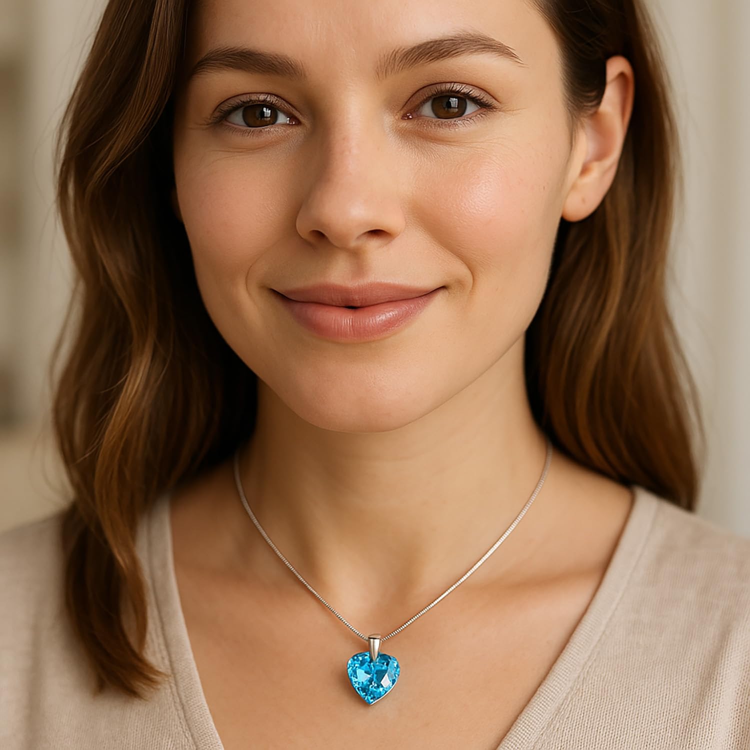 LILLY MARIE Collana In Argento Per Donna Con Pendente A Cuore Di Colore Blu