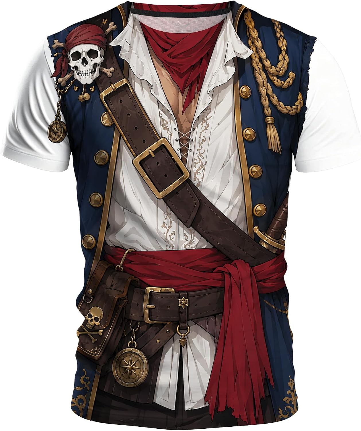 Men’s 3D Costume Graphic T-Shirt, Funny Realistic Party Cosplay Tee