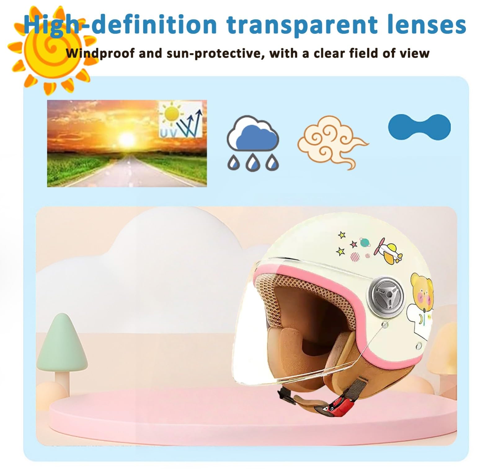 Casque pour Enfants, Casque Réglable pour Vélo, Trottinette Et Roller, Casque Ouvert pour Garçons Et Filles De 3 À 15 Ans, Homologué ECE 22.06 5,(48-54CM)