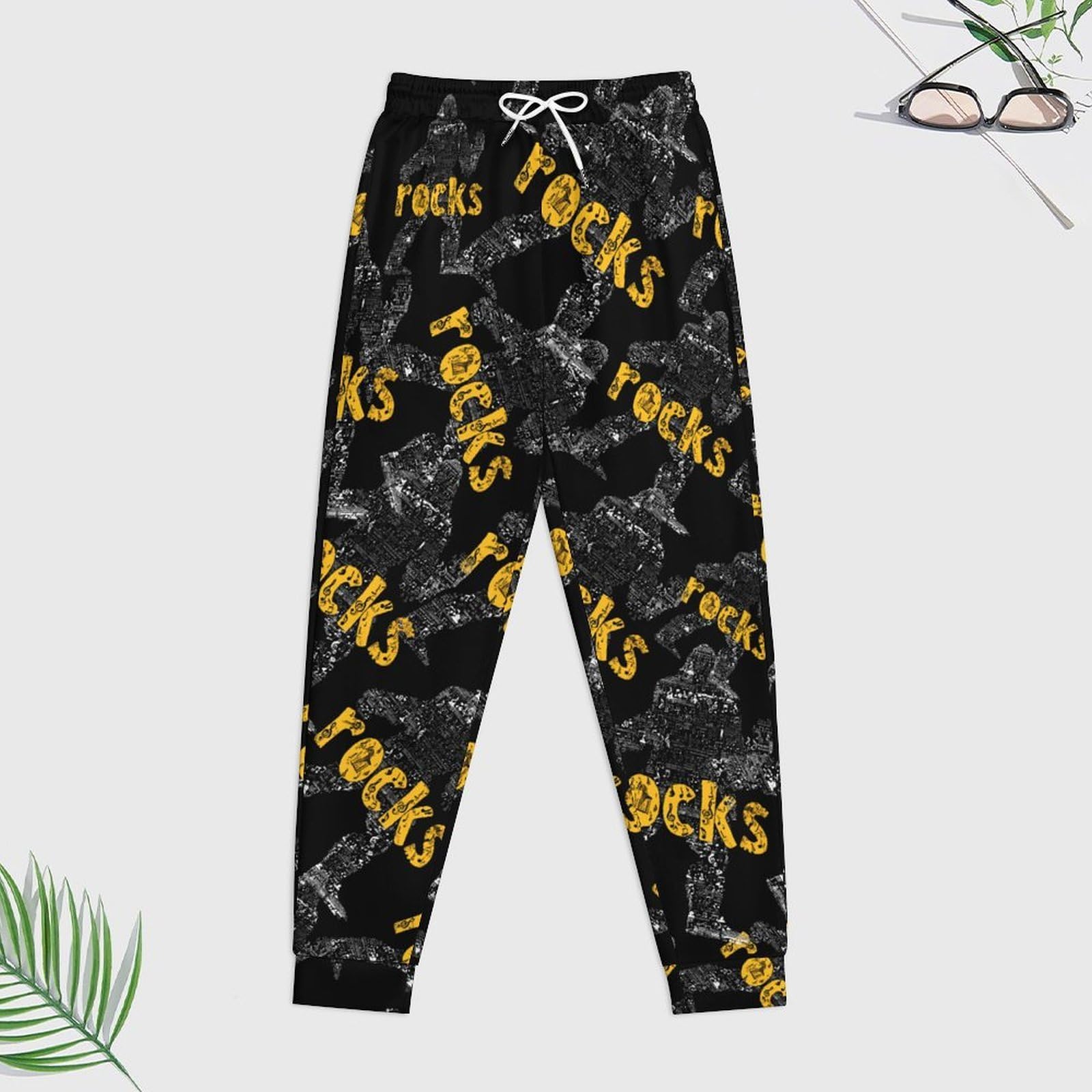 Bigfoot Rock and Roll - Set di felpa da uomo casual in 2 pezzi, con cappuccio, comoda felpa con cappuccio