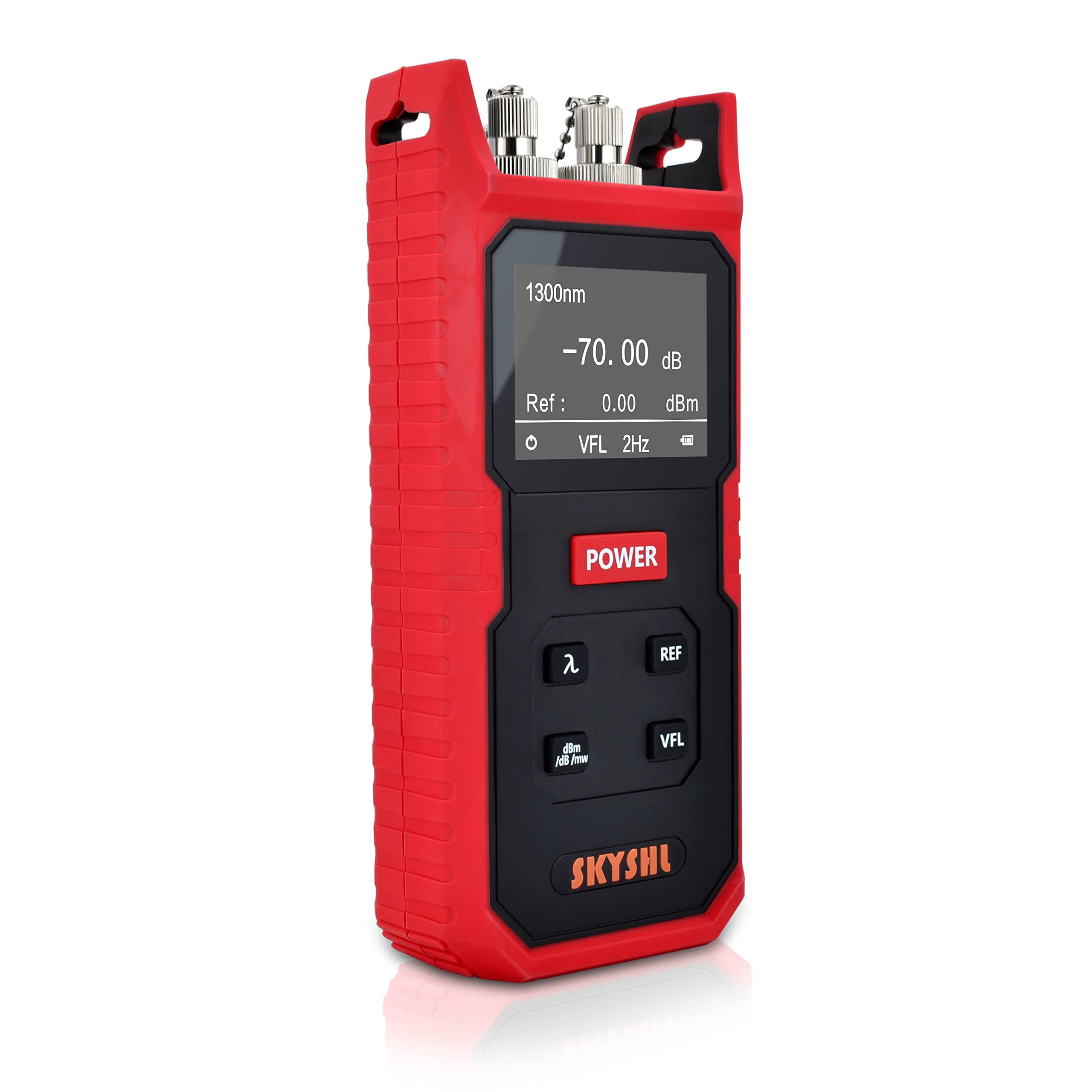 800nm~1700nm Wattmètre Optique (VFL Intégré) -70~+8dBm FTTH Puissance Metre Optique Optical Fiber Power Meter avec 2,5mm Universel Connecteur,SC,FC,LC UPC Adaptateur(SS101PVA)