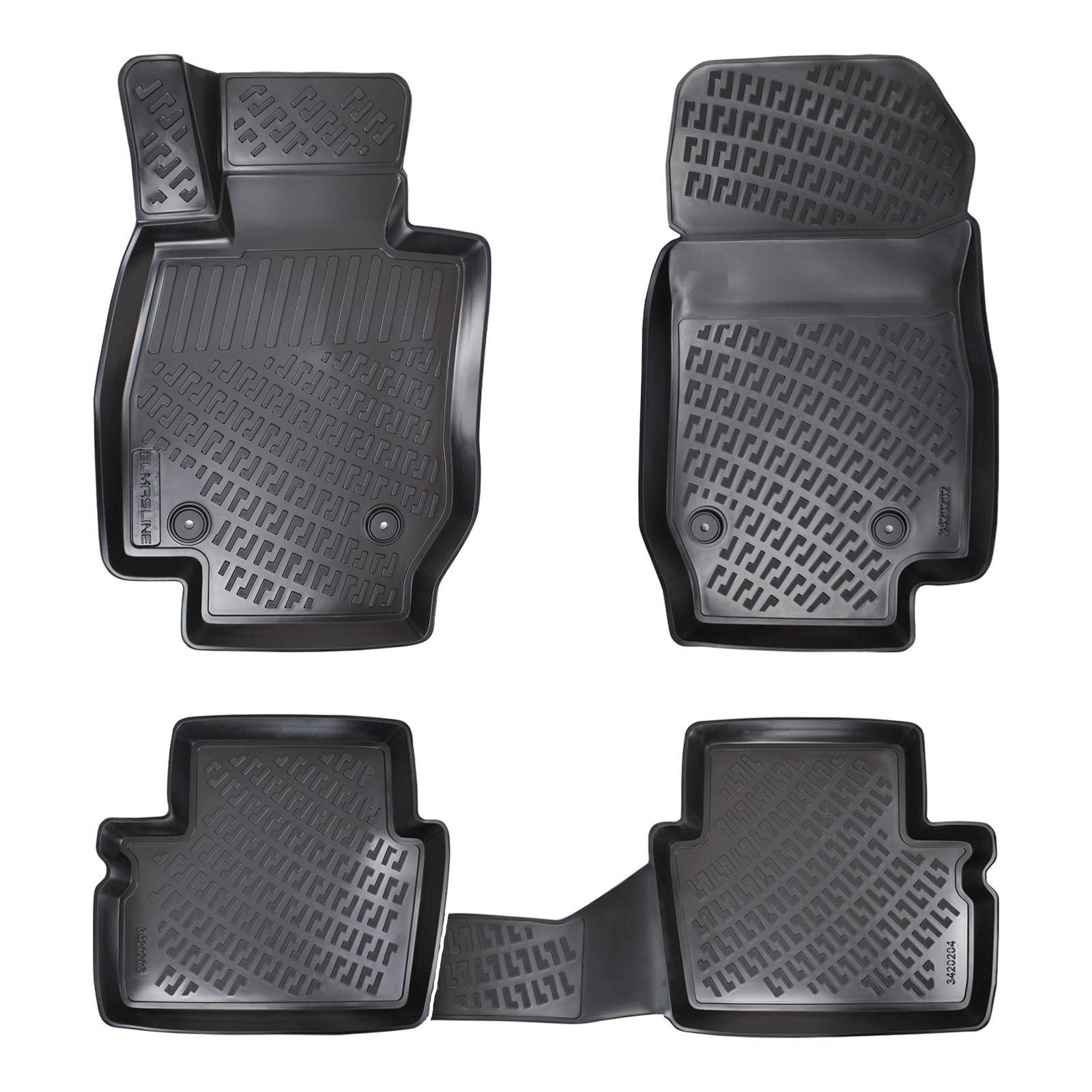 Mazda CX-3 2016-2021 Custom Fit Floor Mats Rubber 3D Car Mats Laser Measured Floor Liners All Weather Heavy Duty Waterproof Odorless Non-Slip TPE (Front & Rear, Black)
