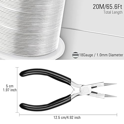 Miniatura 79 de Modacraft - 3 rollos de alambre plateado de calibre 20/24 con alicates de joyería 4 en 1, resistente al deslustre, calibre 20, alambre de joyería
