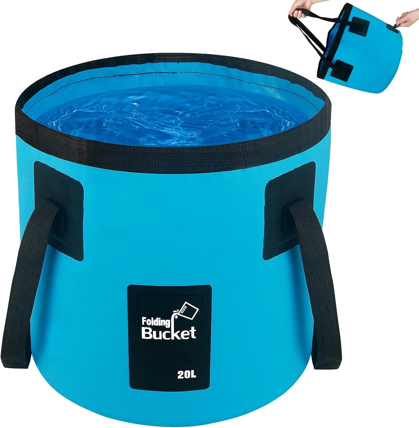 EKKONG Faltbarer Eimer 20L Outdoor Faltschüsse Multifunktions Falteimer für Camping, Angeln,Autowaschen und Andere Outdoor Aktivitäten