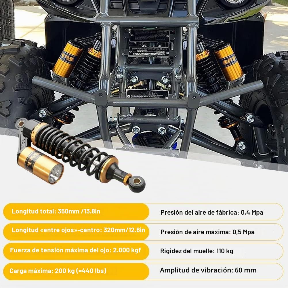 320mm 12.5 pulgada 7mm primavera Amortiguador de aire universal para motocicleta, suspensión trasera, ATV, quad, scooter, bici de la suciedad para CBR600 CBR400 CB500 YZF Negro