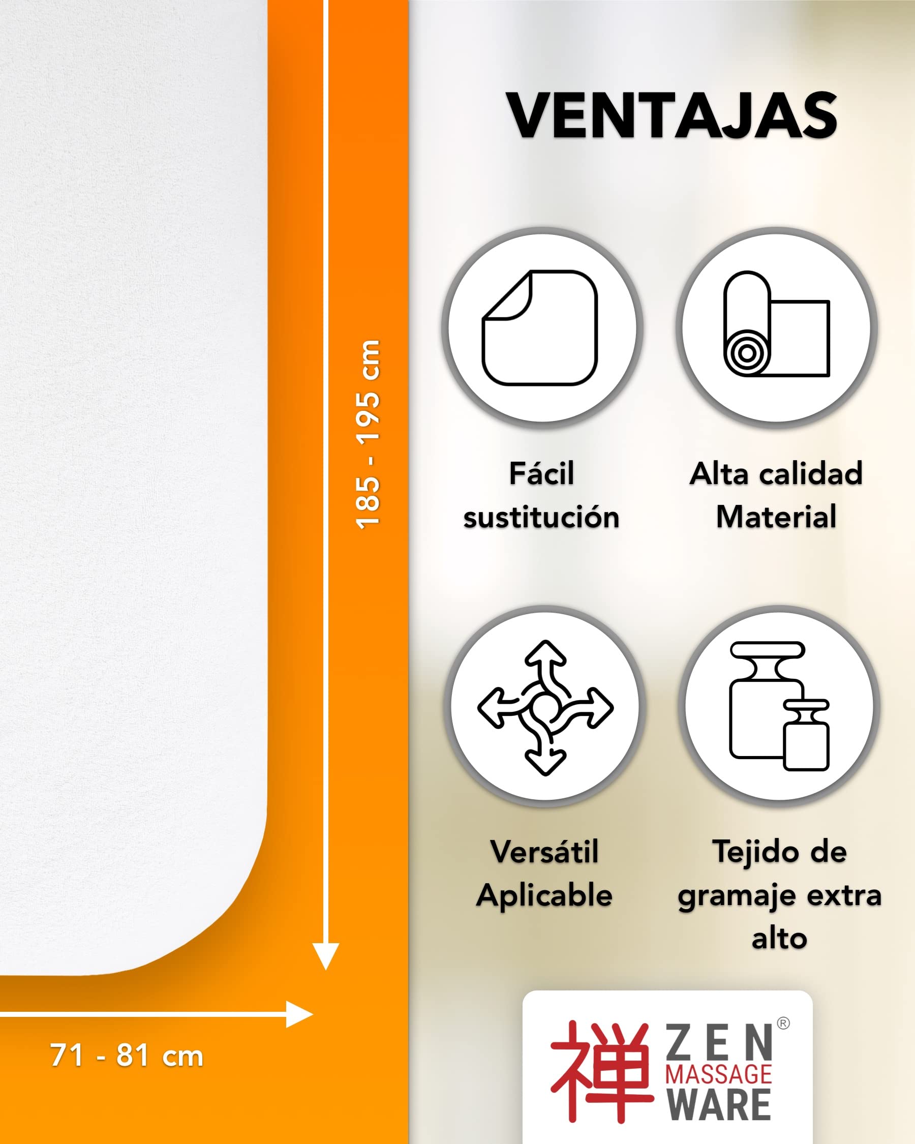 Zen – Funda Camilla Masaje Ajustable - Funda Camilla Ajustable de Felpa Suave para camillas de cosmética, Fisioterapia y Tratamiento - Lavable a 60° - Accesorios de Masaje Amarillo