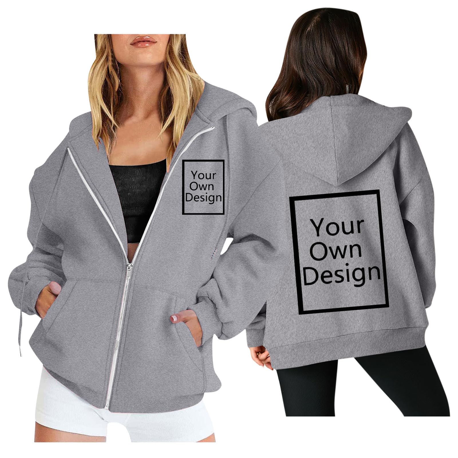 Custom Jackets Design Your Own Full Zipper Hooded Sweatshirt Custom Sweatshirt T Shirts Add Your Own Text or Picture
