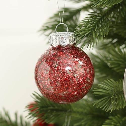 Vista 13 de Juego de adornos de Navidad, 32 piezas de plástico transparente inastillable, adornos colgantes para decoración del árbol de Navidad, para Plata
