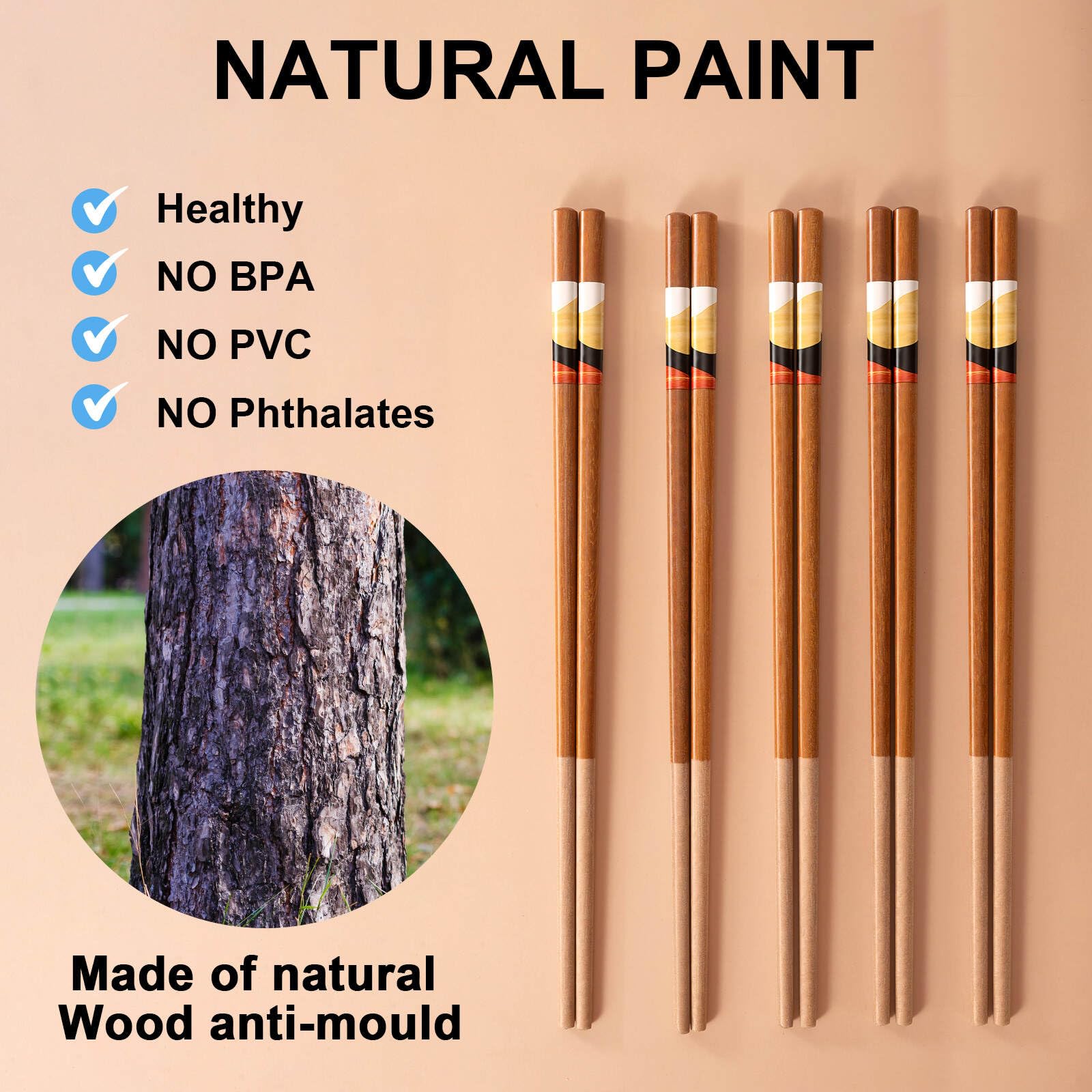 Natural Wood Chopsticks - Vintage Style -3