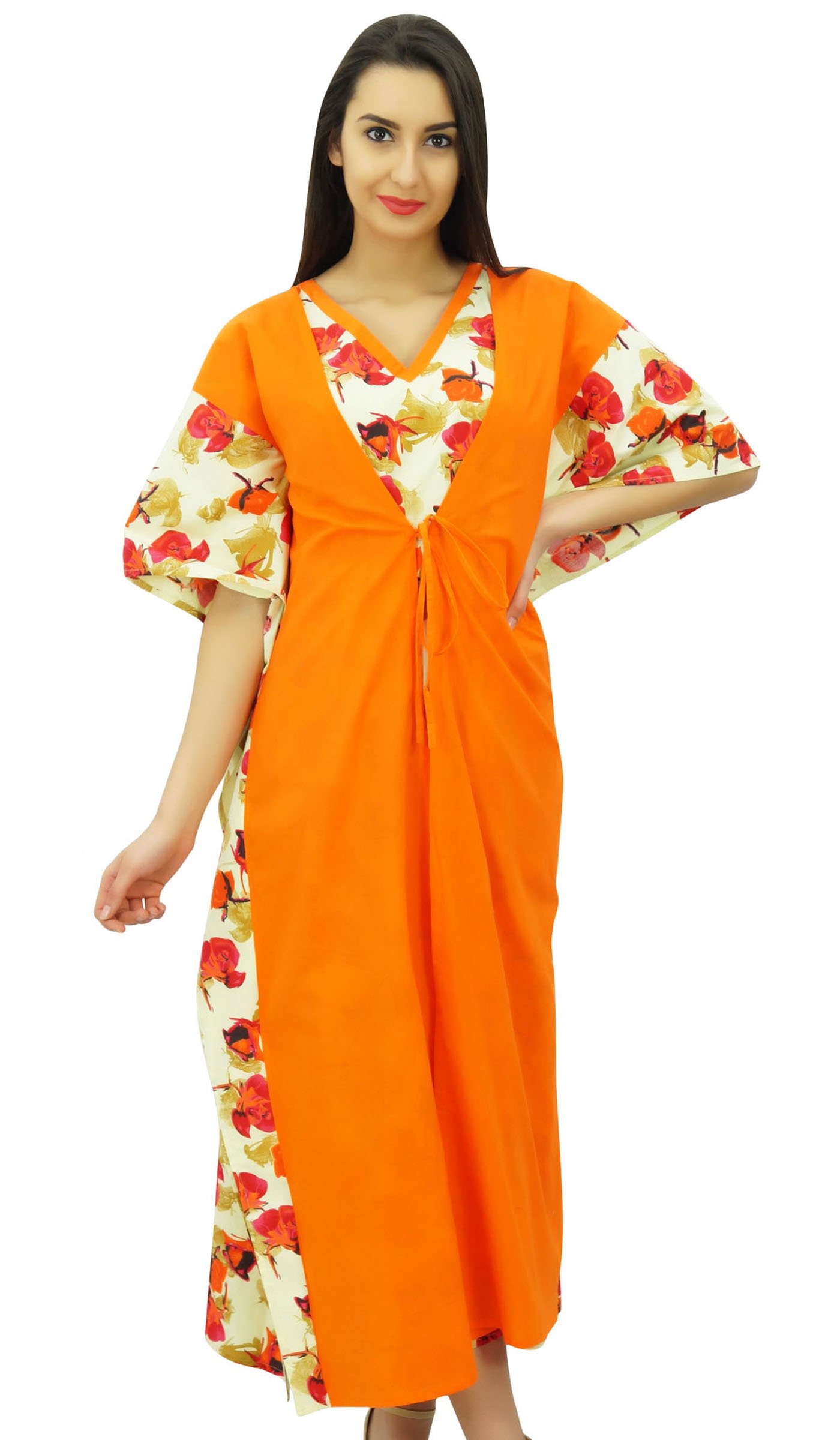 Bimba Maxi Largo caftán rayón Impreso Floral Elegante caftán Boho Playa Encubrimiento Noche