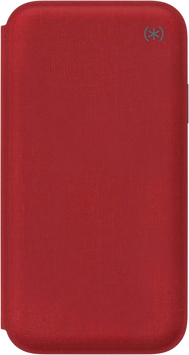 Speck Products Presidio Folio iPhone XR Case, Heathered Heartrate Red/Heartrate Red/Graphite Grey