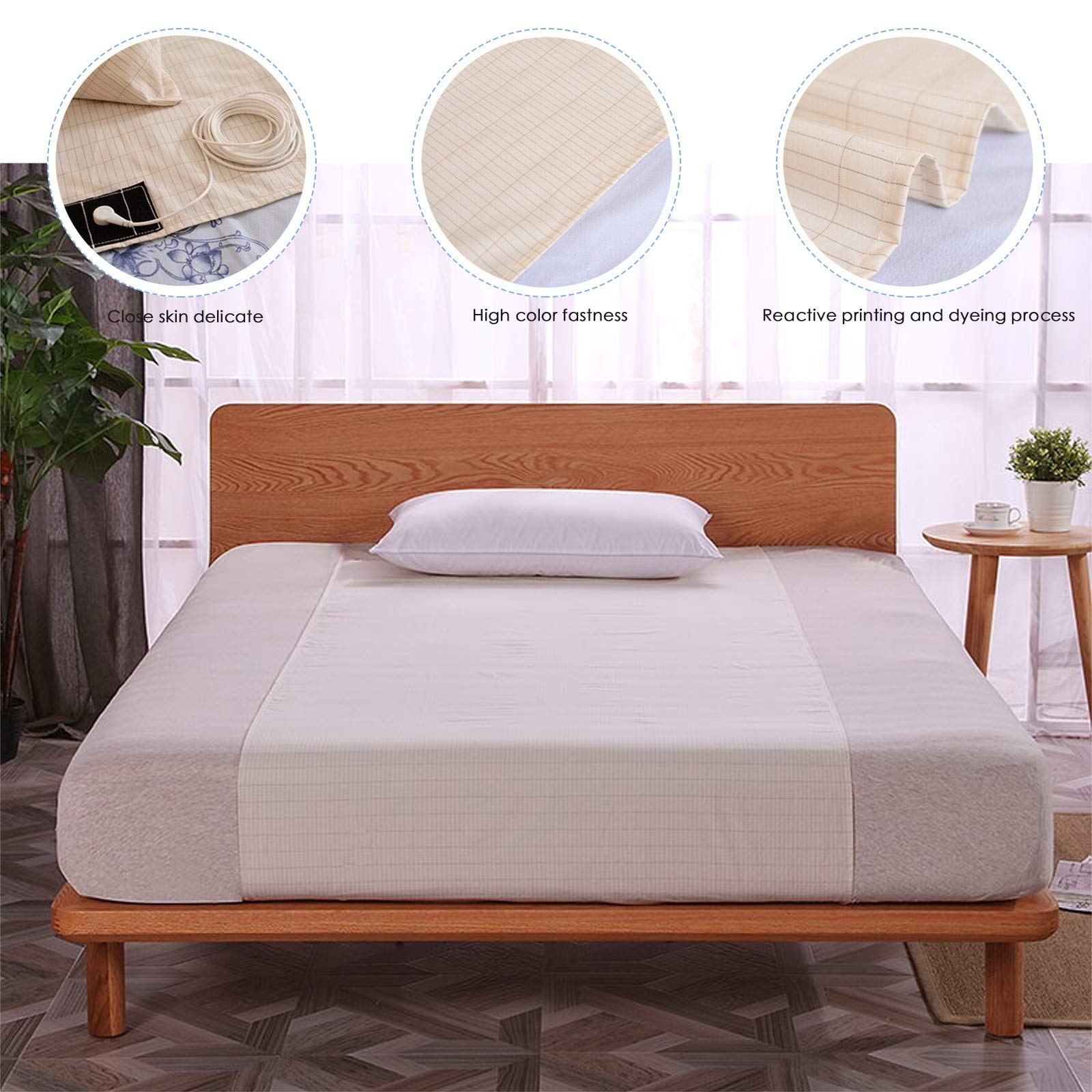 Buy panthem Earthing Bed Sheet with 15ft Cord for Grounding, 39x91in