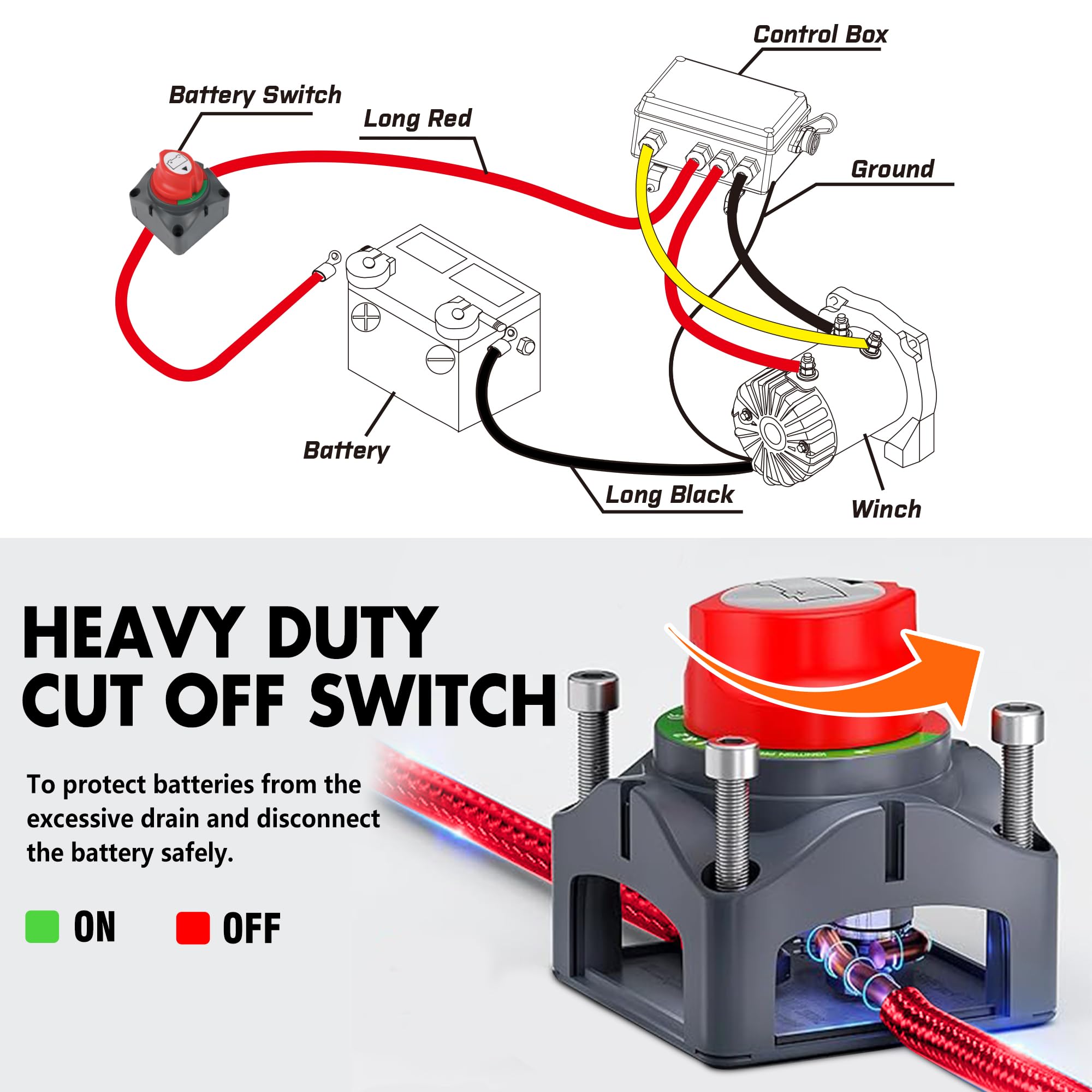 ZESUPER Elektryczna wciągarka linowa, 12 V, nośność 6123,5 kg, haczyki syntetyczne, zestaw wciągarek, wodoszczelna, IP66, elektryczna wciągarka ze sztucznym liną i przewodowym uchwytem 2 w 1