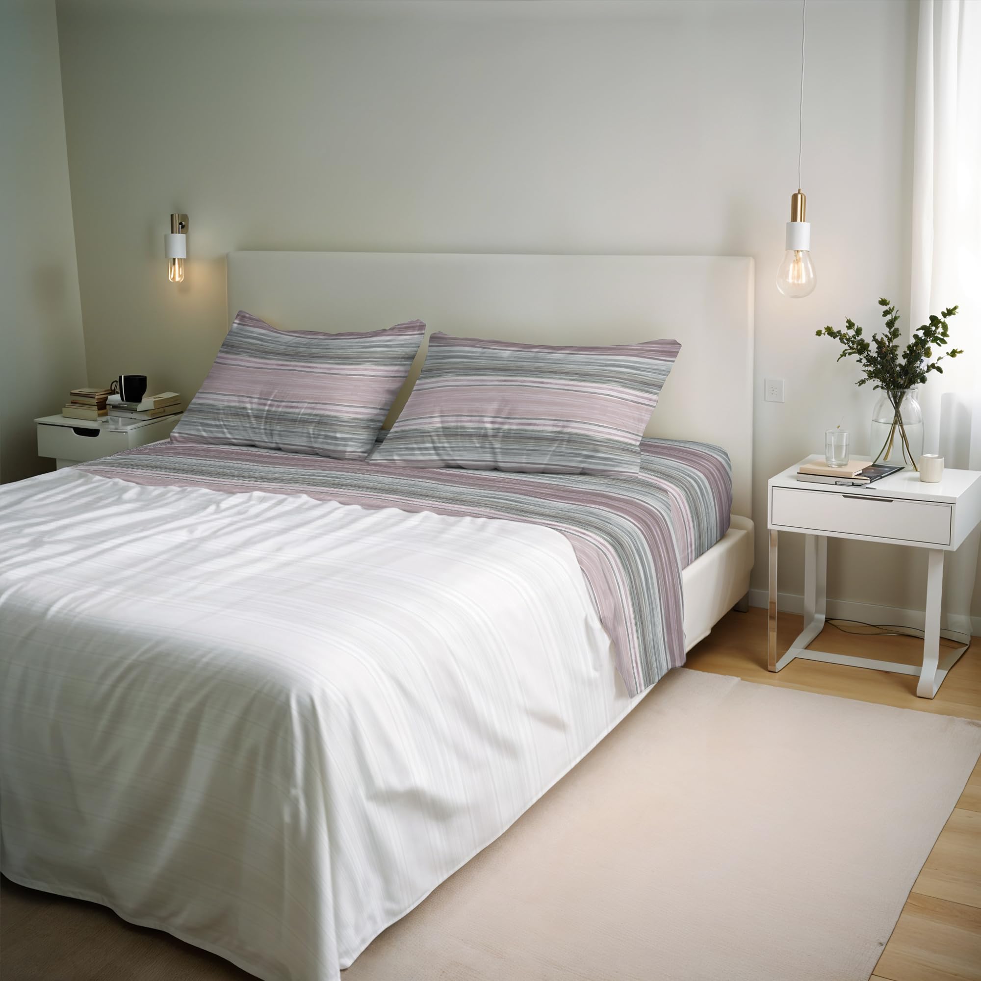 River Cotton Double Bed Sheet Set, Made in Italy – Complete Bed Set, Fitted Sheet, Top Sheet 240 x 300 cm and 2 Pillowcases with Inner Flap (Double, Rio Gold)