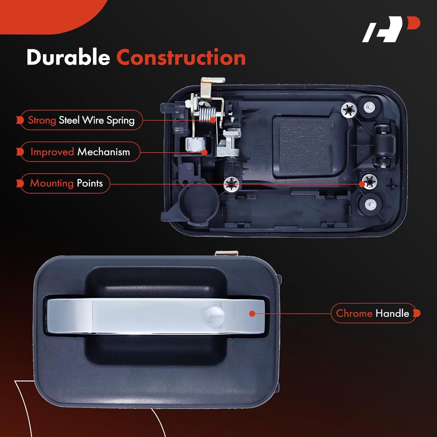 A-Premium Rear Left Driver Side Exterior Door Handle Compatible with Ford F-150 F150 2009-2014 Crew Cab Pickup, Textured Black Housing with Chrome Lever, Replace# CL3Z-1626605-AB, CL3Z1626605AB