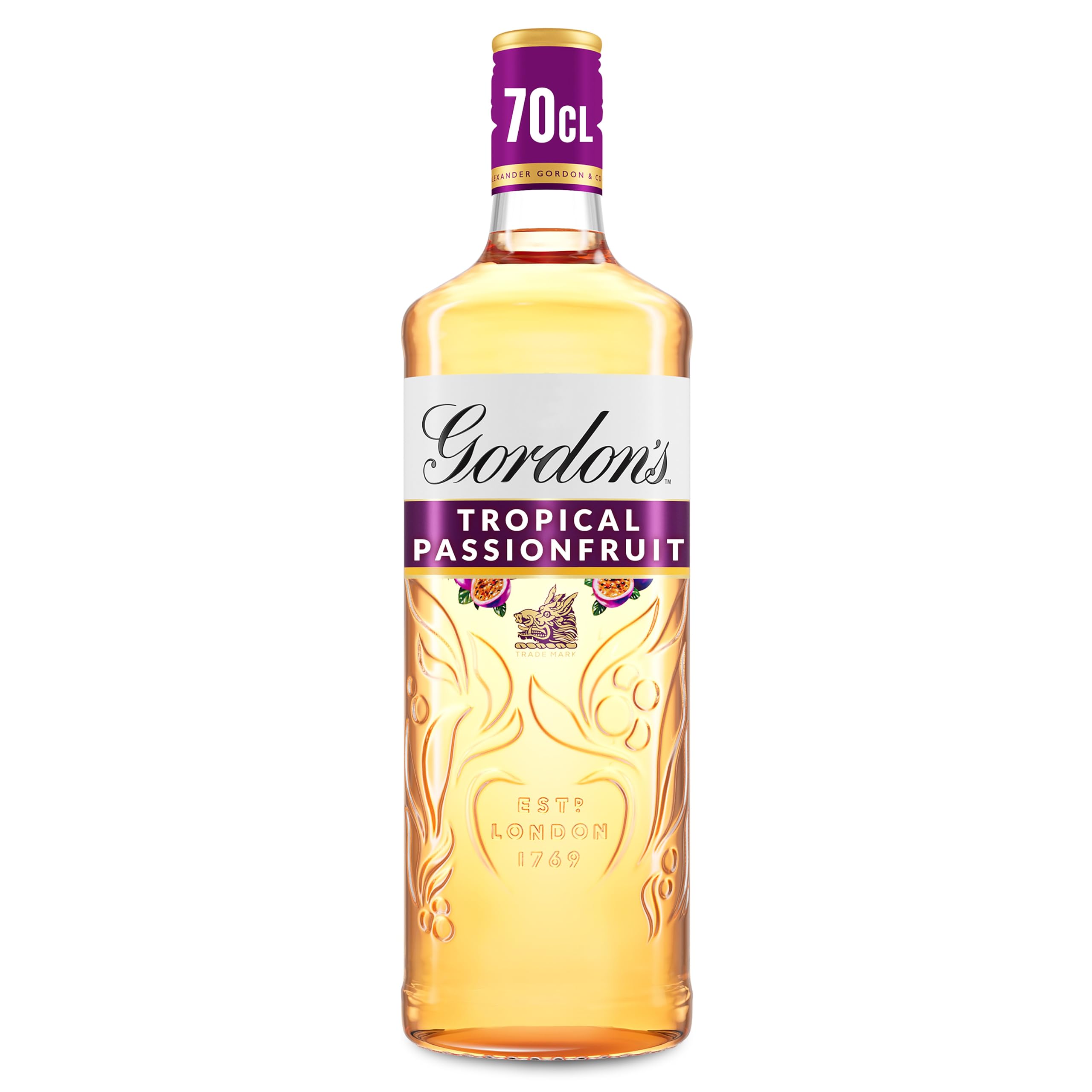 Tropical Passionfruit Distilled Gin | 37.5% vol | 70cl | Tropical Passionfruit Flavours with Juniper Notes & Gin Botanicals | Enjoy in a Gin Glass with Tonic | Flavoured Gin