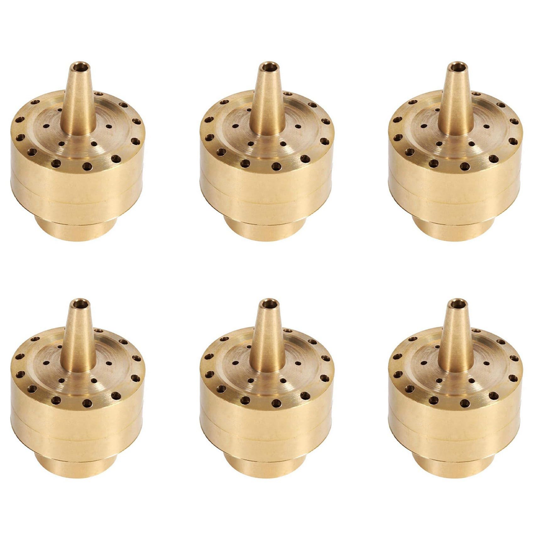 Hndhbfgrt 6X Fountain Nozzle Heads,Brass Column Multi Direction Jet Pond Fountain Water Sprinkler Head Garden(3/4 Inch)
