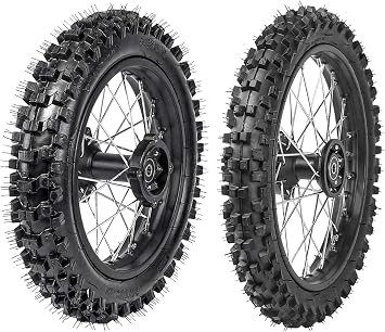 Wheels Front 60/100-14 Rear 80/100-12 Tire Rim for Dirt Bike/Pit Bike 14" / 12",Front Rear Wheel Kit For 50CC 70CC 90CC Off-Road Pit Bikes