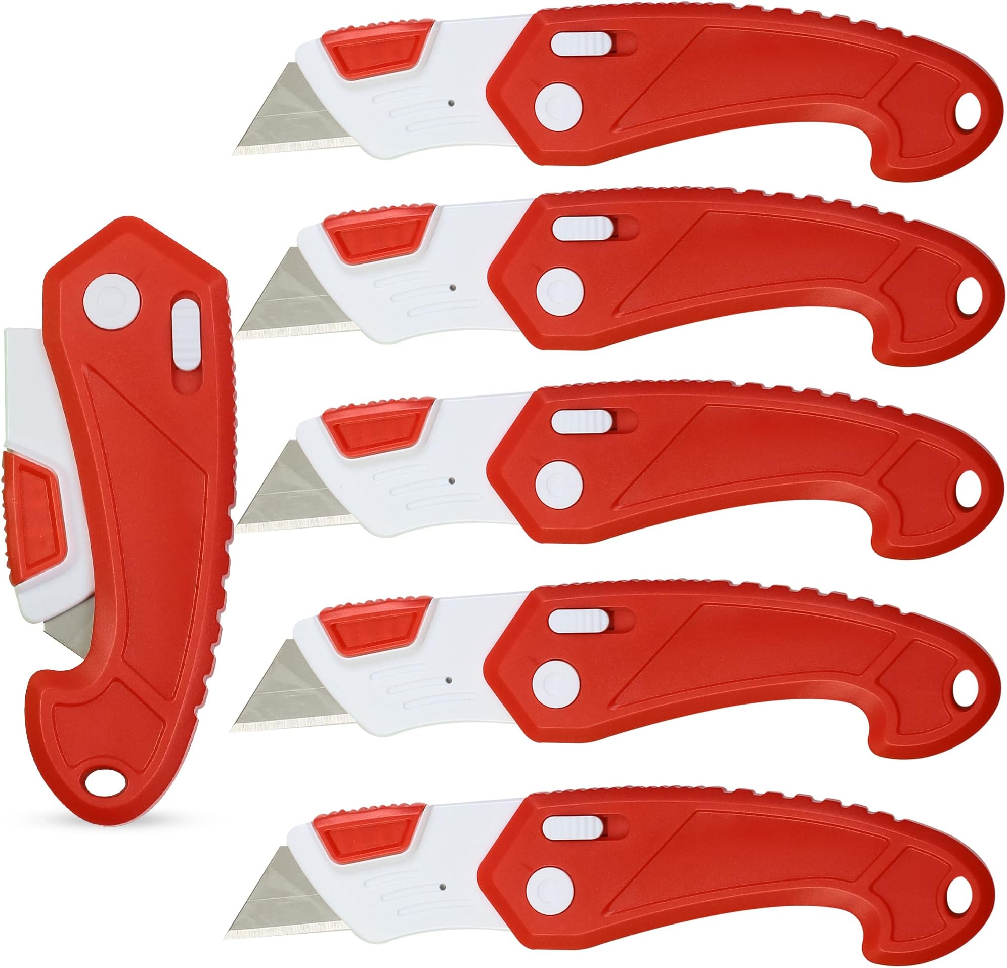 Lightweight Strong ABS Plastic Folding Utility Box Cutter (6 Pack) (Red)