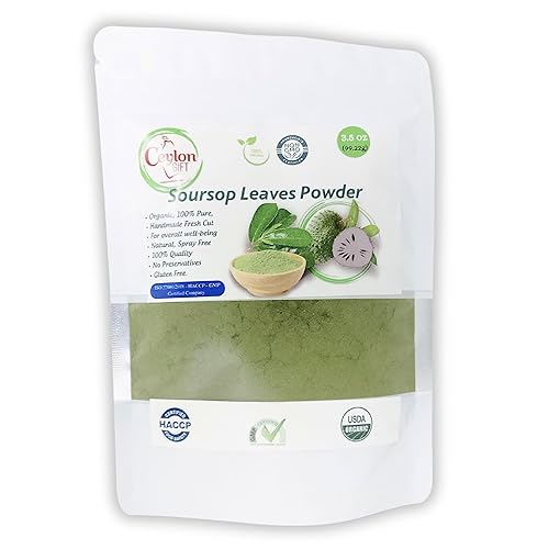 Miniatura 1 de Polvo de hojas de guanábana orgánica  Polvo de hoja de graviola para té  Infusión y cocción  Cosechado de la granja de Ceilán  Utilizado para