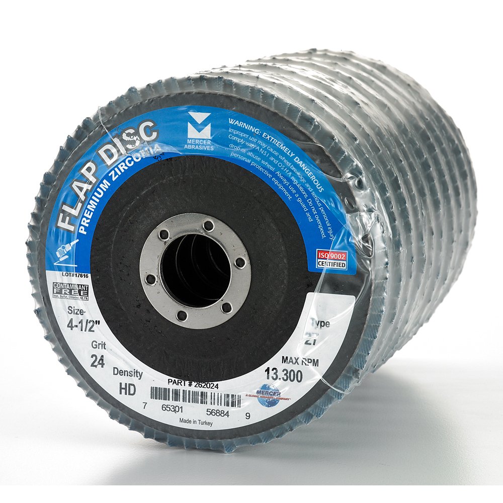 Mercer industrias 262040 Circonita Flap disco, alta densidad tipo 27, 4 – 1/2 "x 7/8", grano 40, 10 unidades, 262024